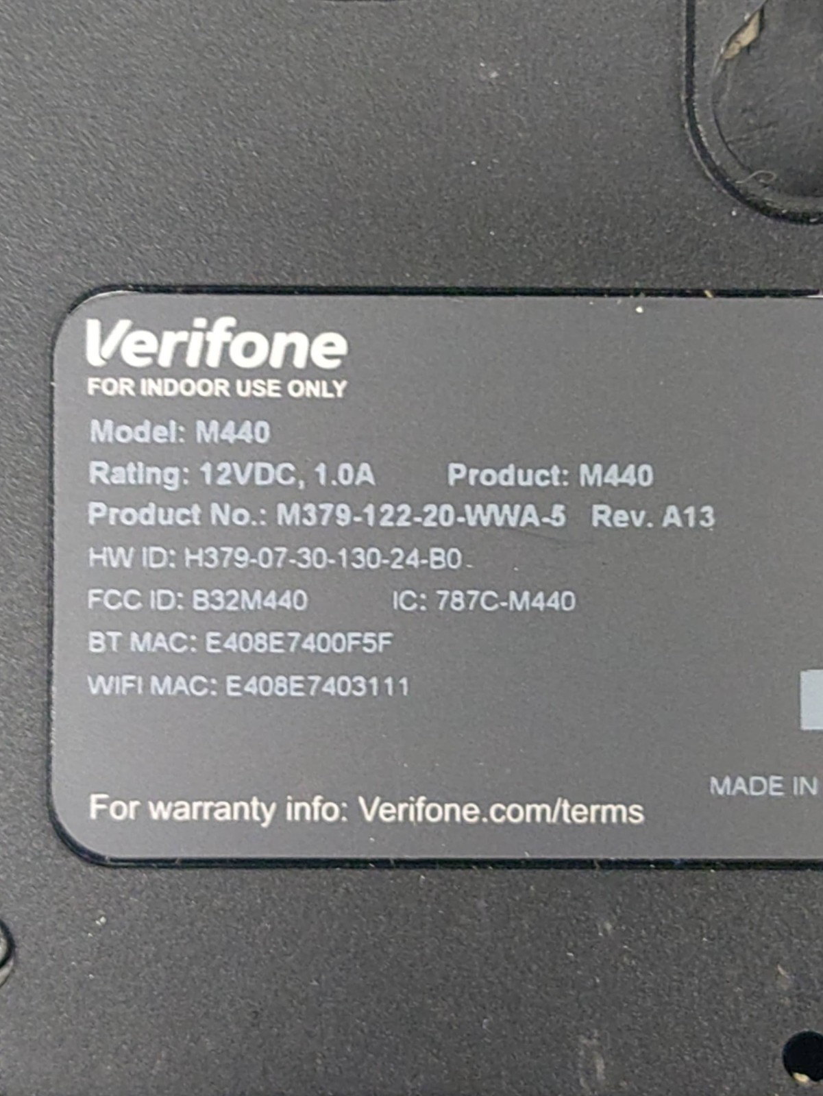Lot of 2 Verifone M440 Pin Pad Credit Card Terminal POS Tap To Pay USED