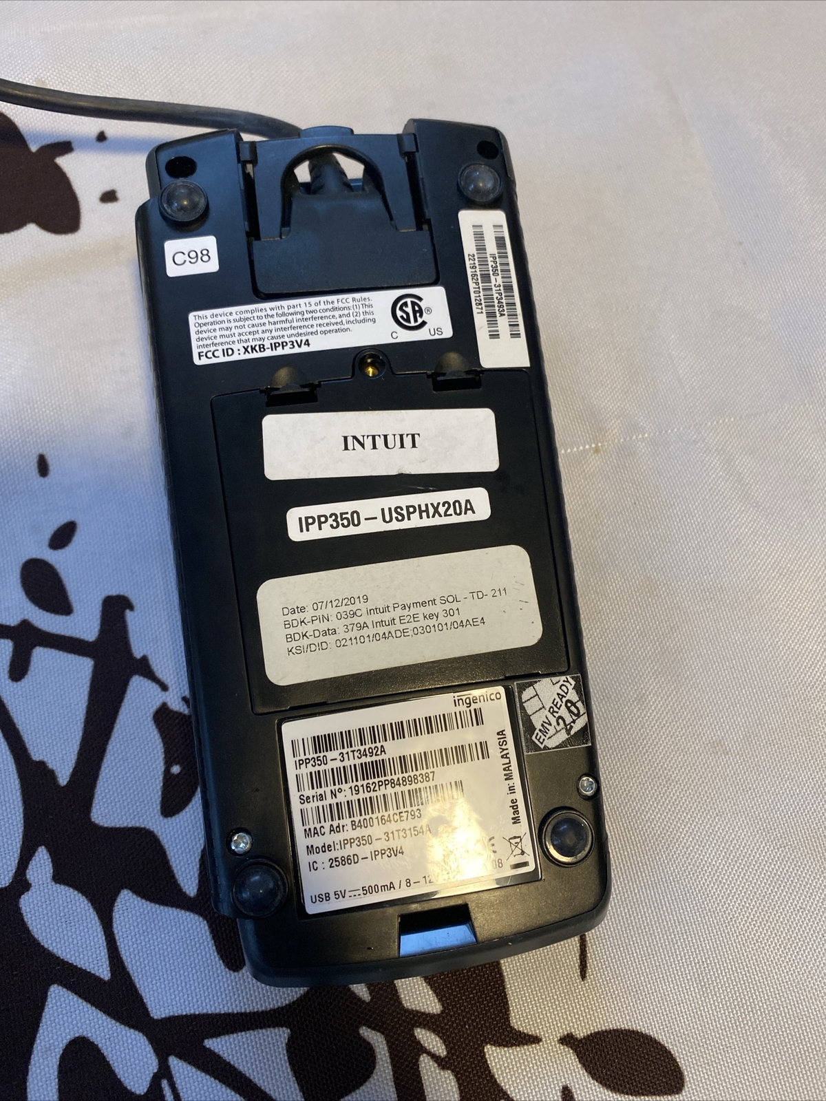 Ingenico IPP350-31T3492A Black x 64 LCD Display Credit Card Reader Terminal