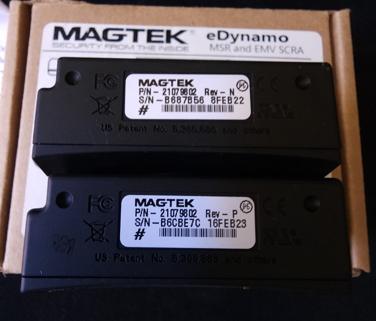 2 Magtek 21079802 Rev N eDynamo Secure Mag / EMV Chip Mobile Credit Card Readers