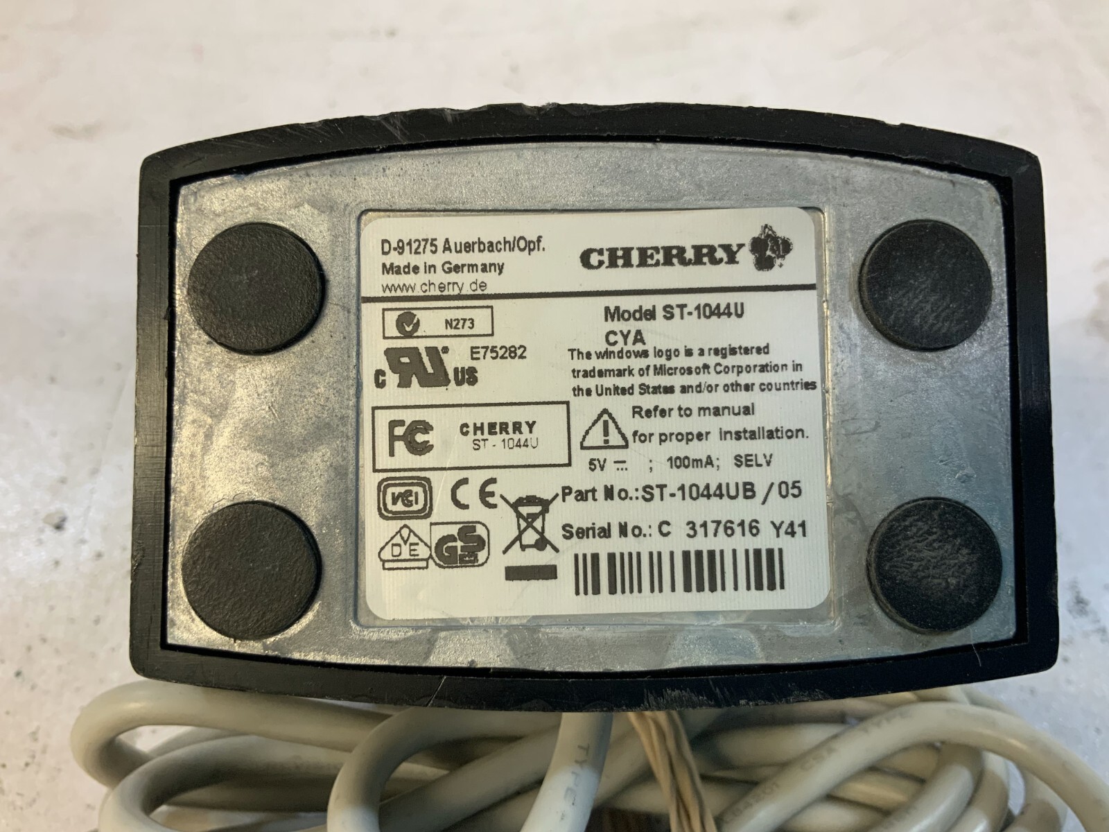 Cherry ST-1044U Standalone Desktop POS Credit Card Reader Gray Wired USB (G2C*)