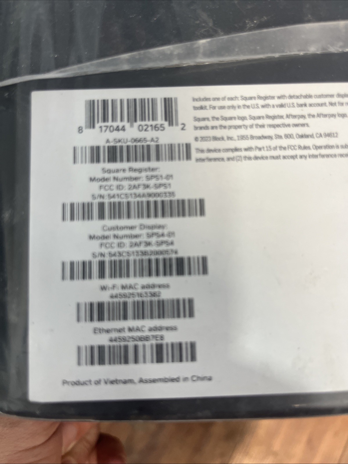 Square Register POS Systems And Customer Displays SPS1-01/SPS4-01 Black