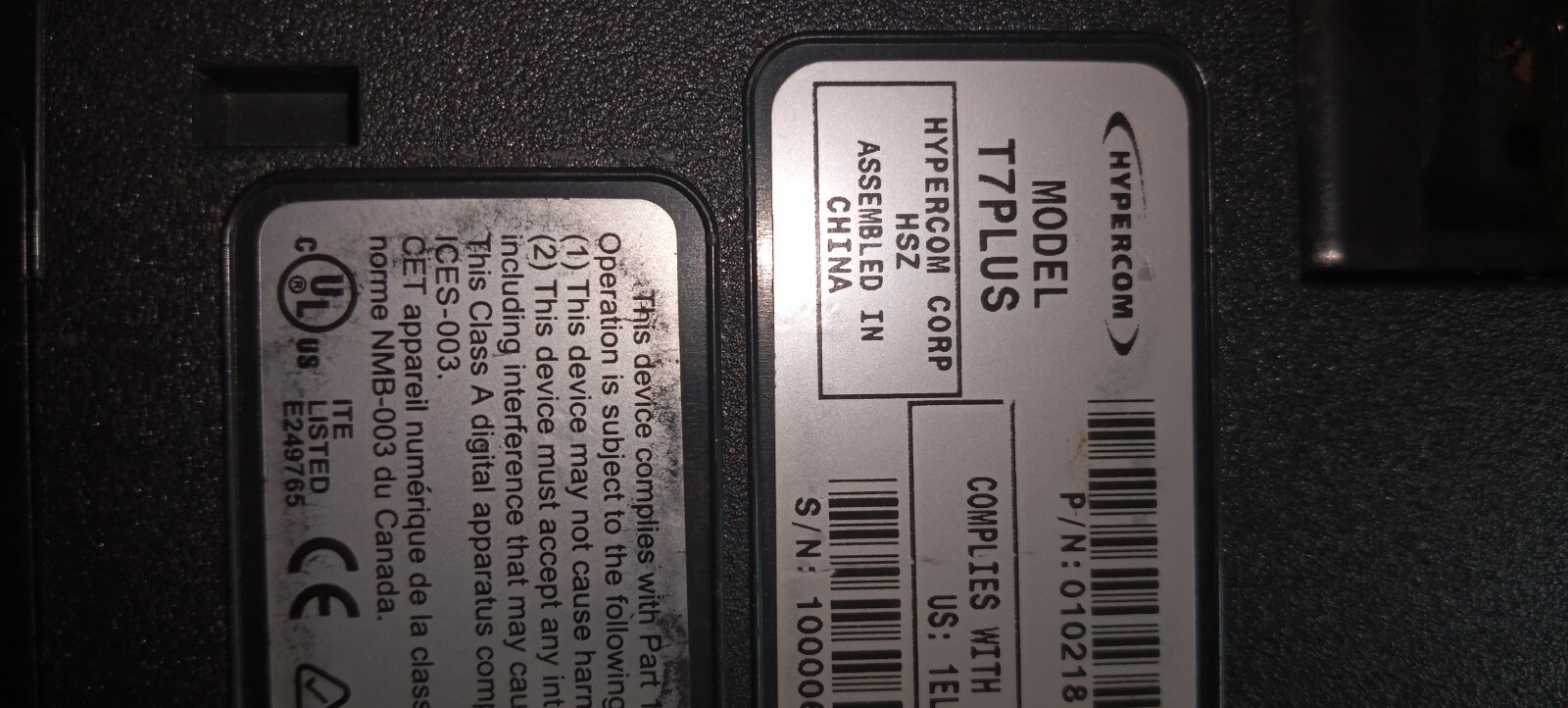 Hypercom T7Plus Credit Card Machine NO Power Supply – UNIT WORKS