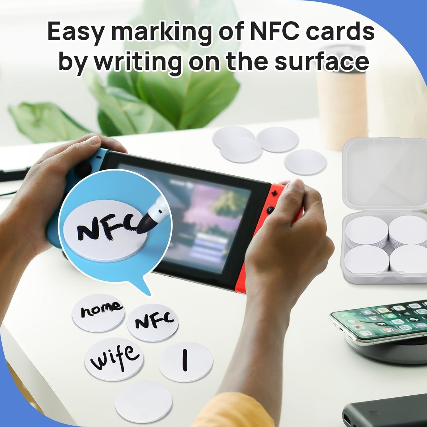 20 Pcs NFC Stickers – 25mm Rewritable Tags with Easy Adhesive Backing