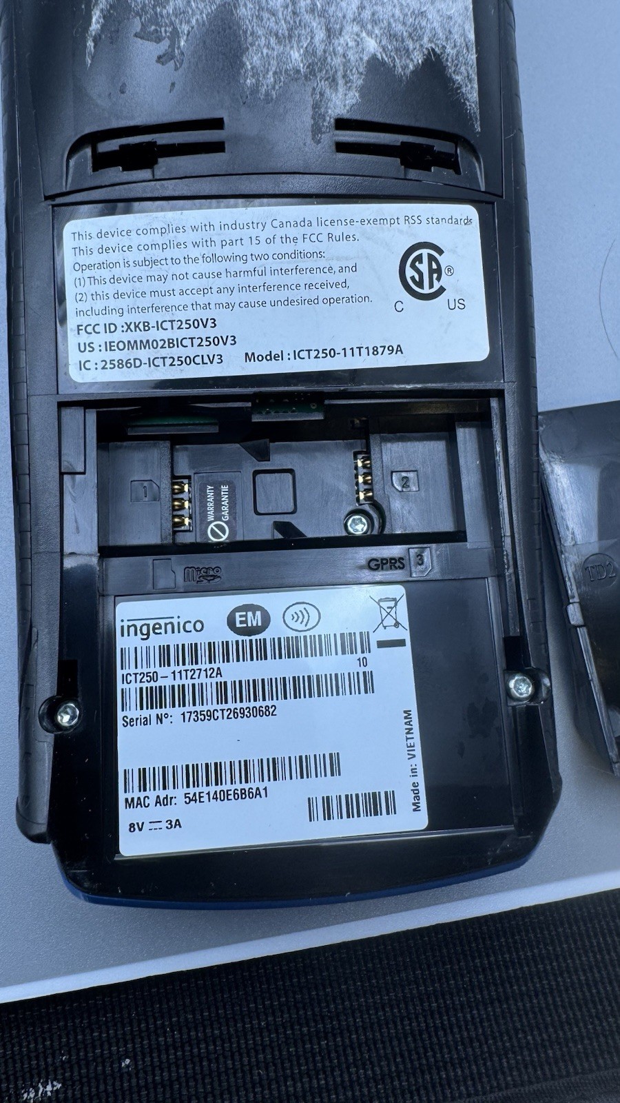Ingenico iCT250 Chase Credit Card Terminal w/ Ethernet Module | Untested