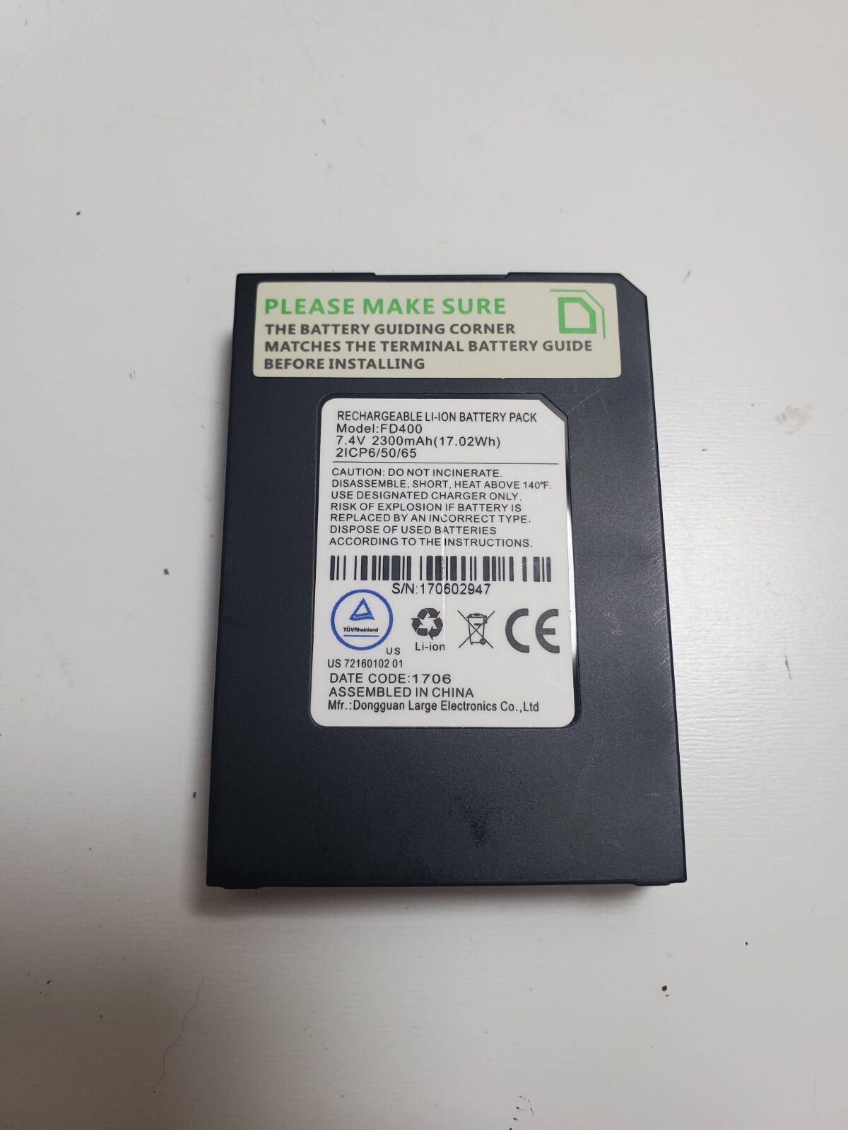 BATTERY PACK for FIRST DATA FD410 / FD410DW / FD400GT Credit Card Machines