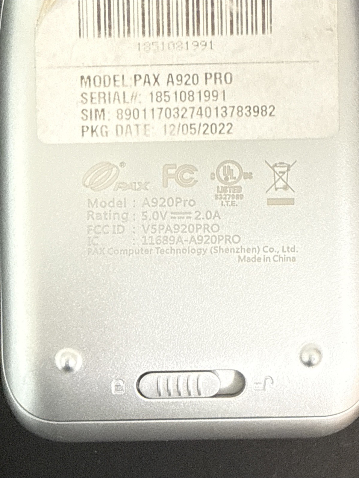 Card Reader PAX A920 Pro Smart Mobile Tablet Terminal Wireless LOCKED Powers On