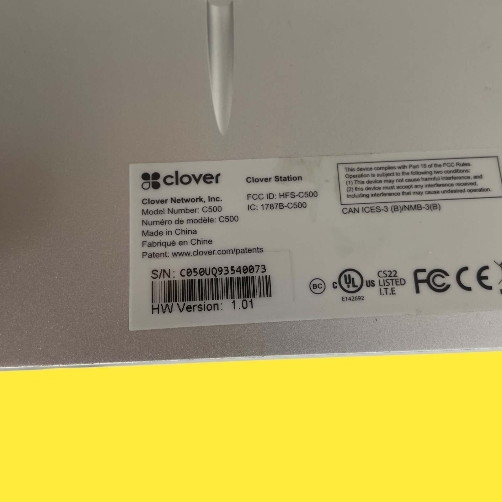 Clover Station Model C500 POS System #5554 z31/13