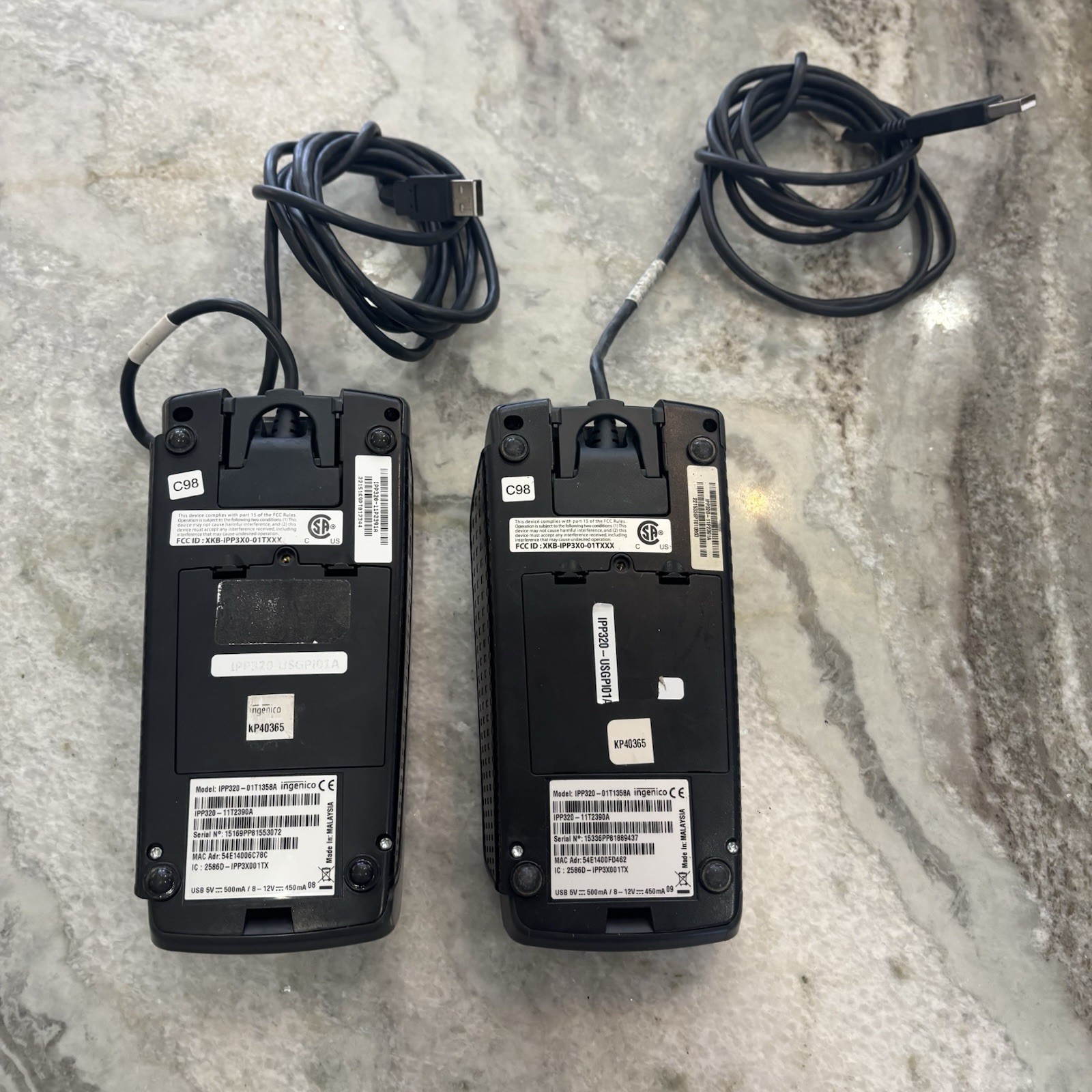 Lot of 2 Ingenico iPP320 openedge Credit Debit Card Reader POS IPP320-01T1358A