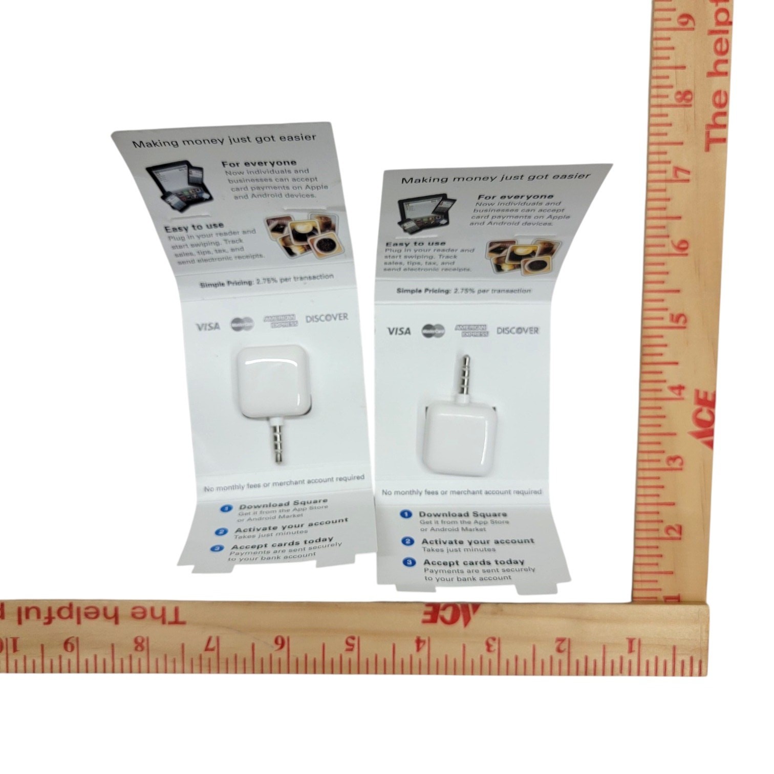 Lot of 2 Square Credit Card Reader 3.5mm Headphone Jack Mobile Swipe Vintage