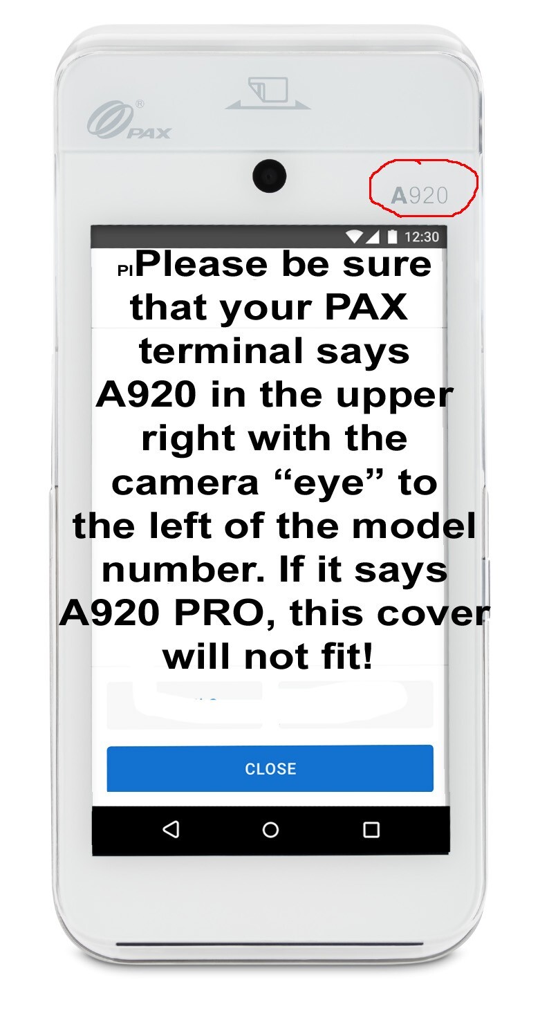 Protective Case for the PAX A920 (Standard) does NOT fit A920 Pro BLACK
