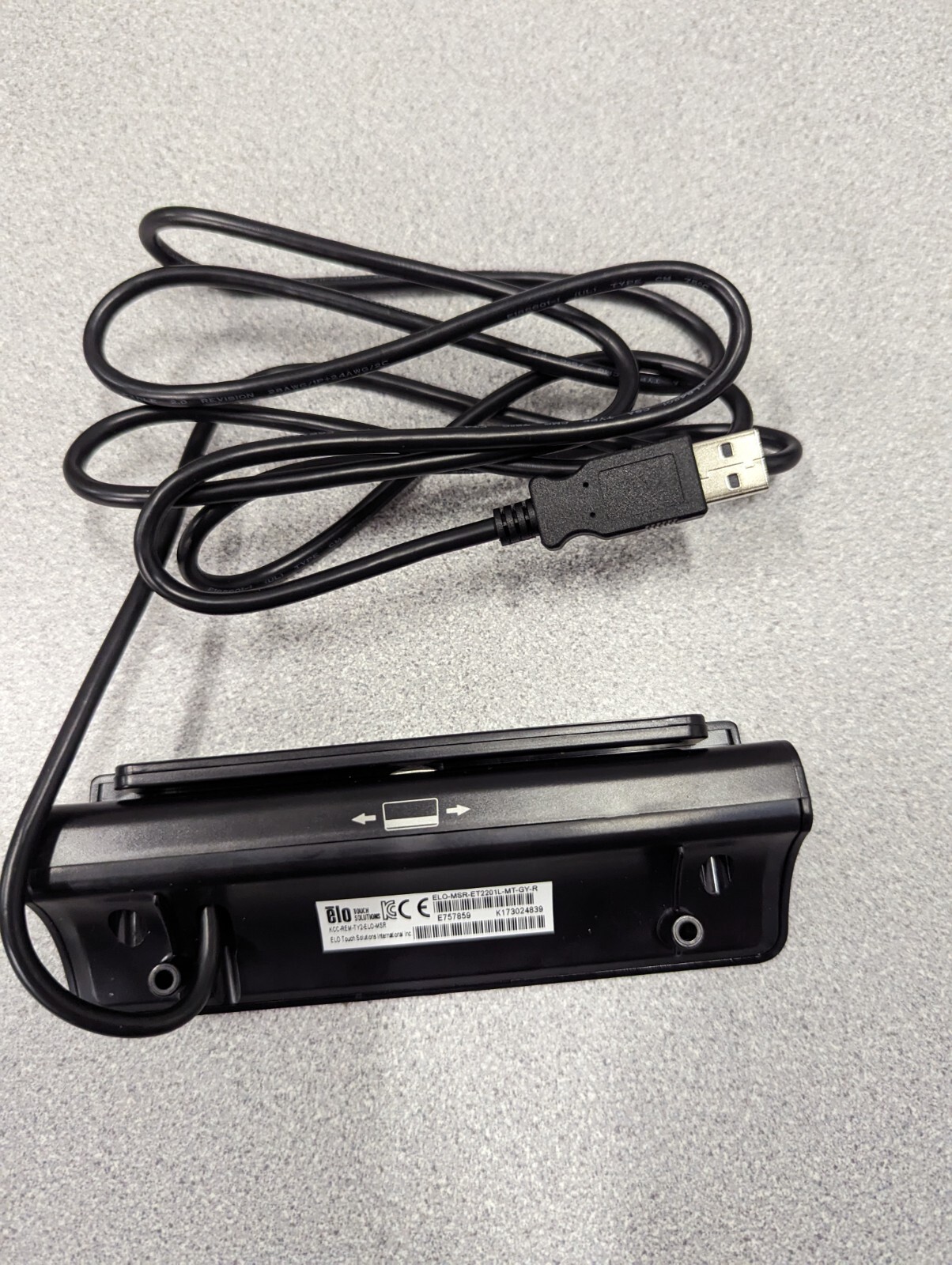 Elo Touch E757859 Black Magnetic Stripe Reader w/USB ELO-MSR-ET2201LL-MT-GY-R