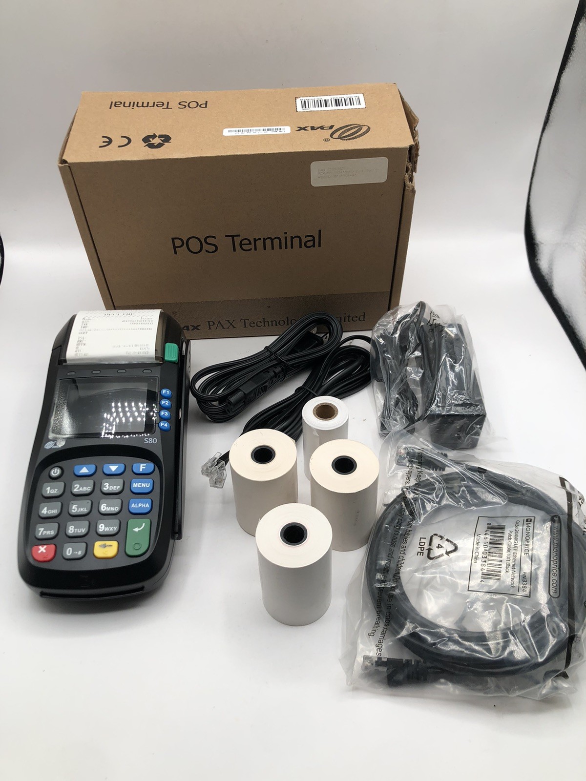 PAX S80 Credit Card Terminal Unit POS Brand New Open – Includes All Cords