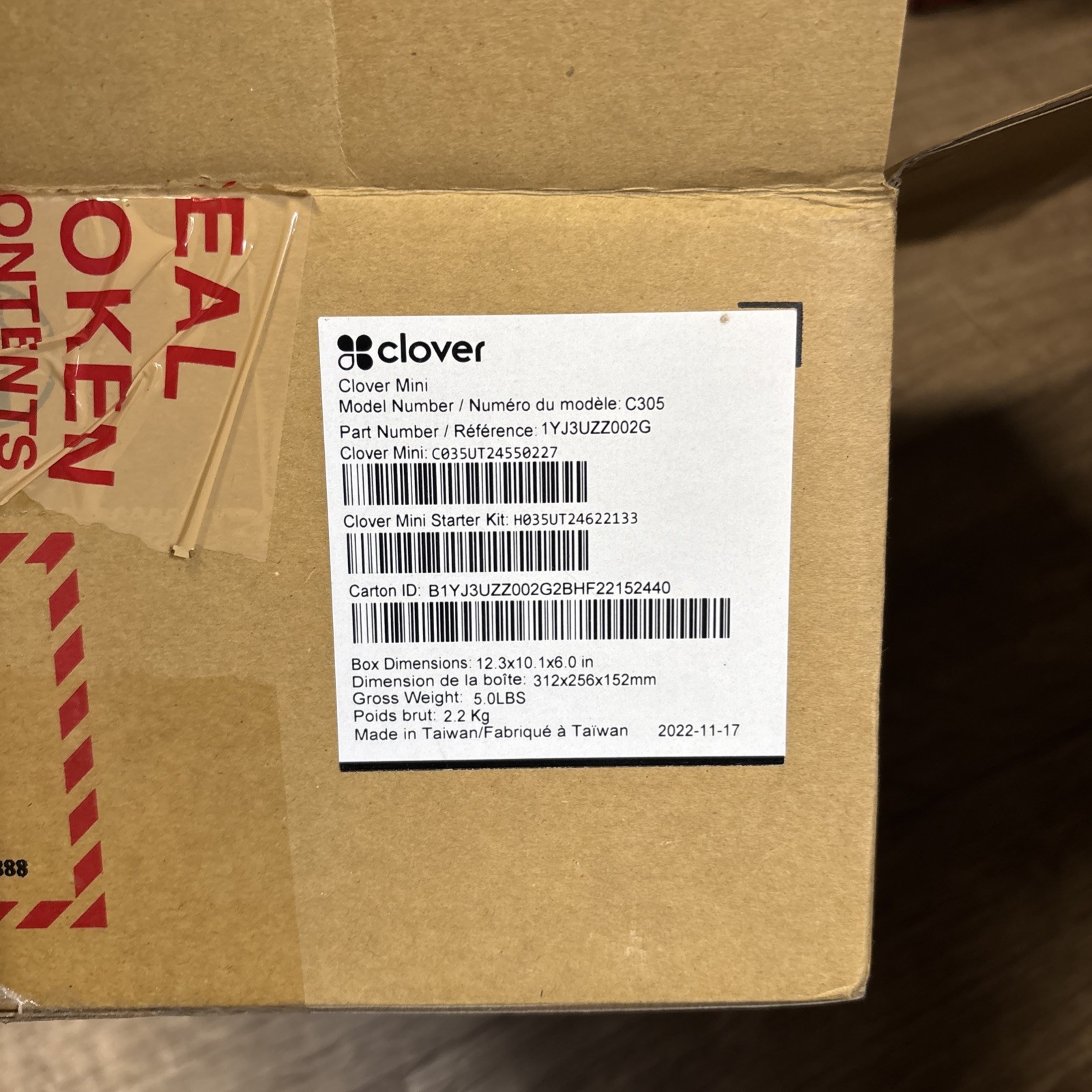 Clover Mini C305 POS System/Credit Card Terminal W/ H305 Starter Kit