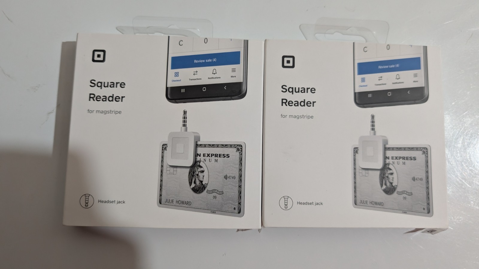 2x’s Square Credit Debit Card Reader Apple, Samsung, Android 3.5mm Jack White