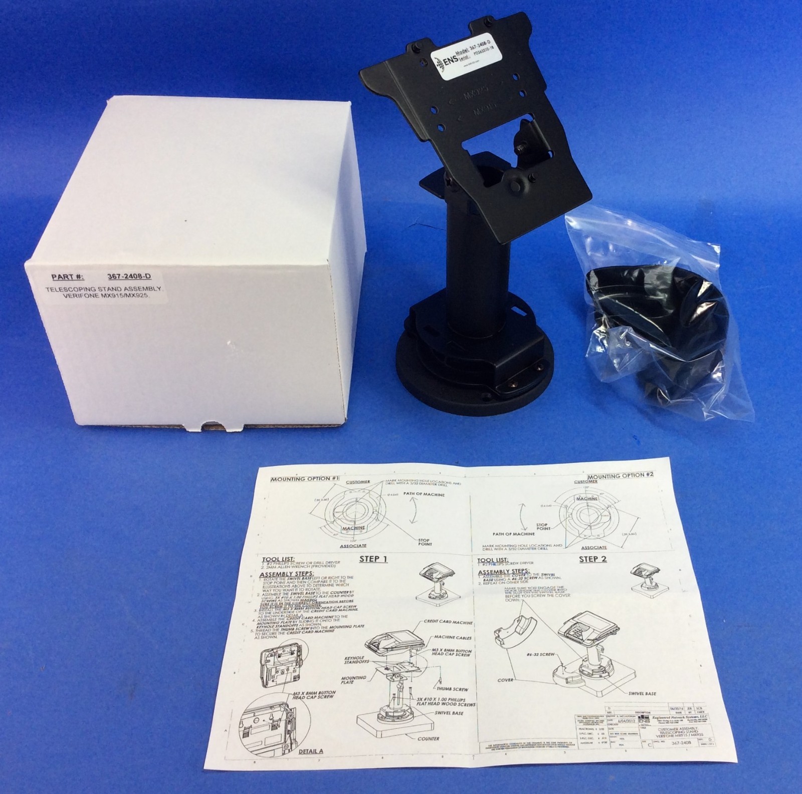 ENS Telescoping Stand Assembly Verifone MX915 / MX925 PN: 367-2408-D