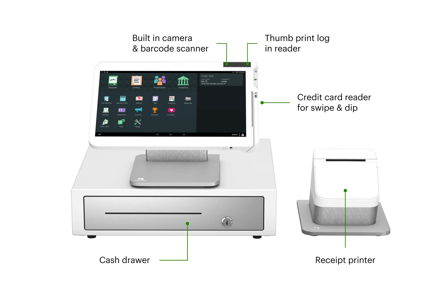 Clover Station C500 POS System w P550 Printer, Cash Register, with Printer