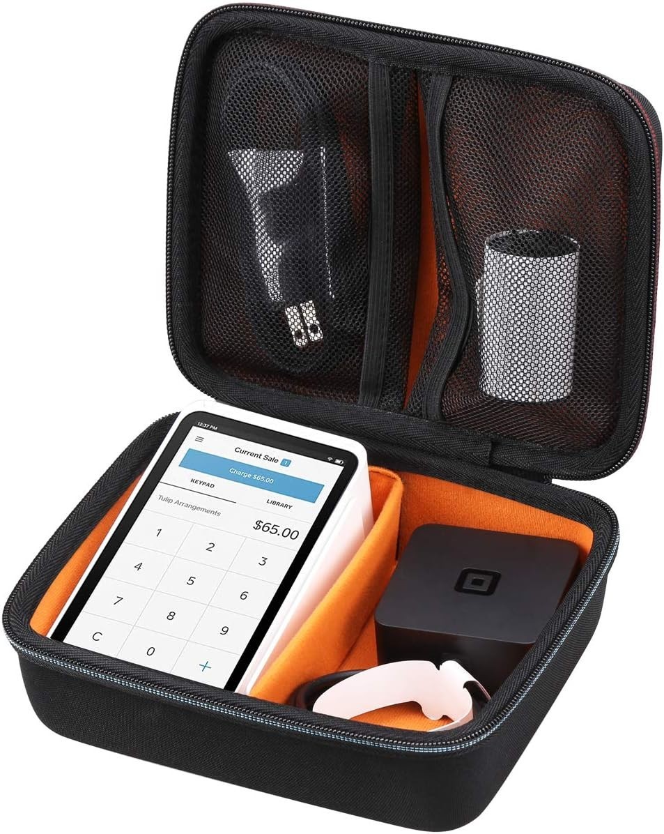 Compact Zippered Hard Case for Square Terminal & Printer Paper – 4 Compartments