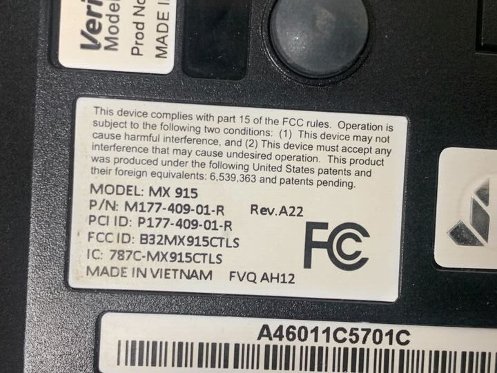Verifone Model: MX 915 P/N:M177-409-01-R
