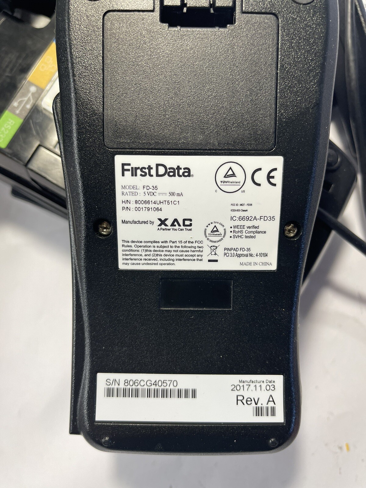 Set First Data FD130 DUO Credit Card Machine with FD35 PINpad and Power Supply.