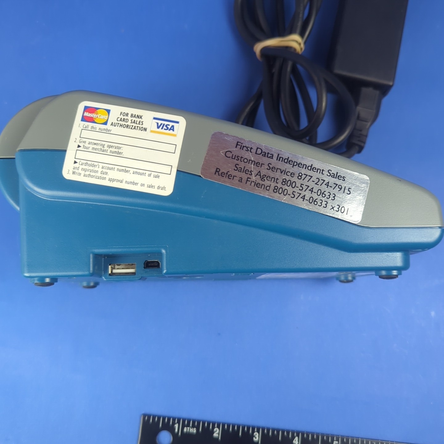 First Data FD100 Credit Card Reader Receipt Terminal w/ Power Source Adaptor