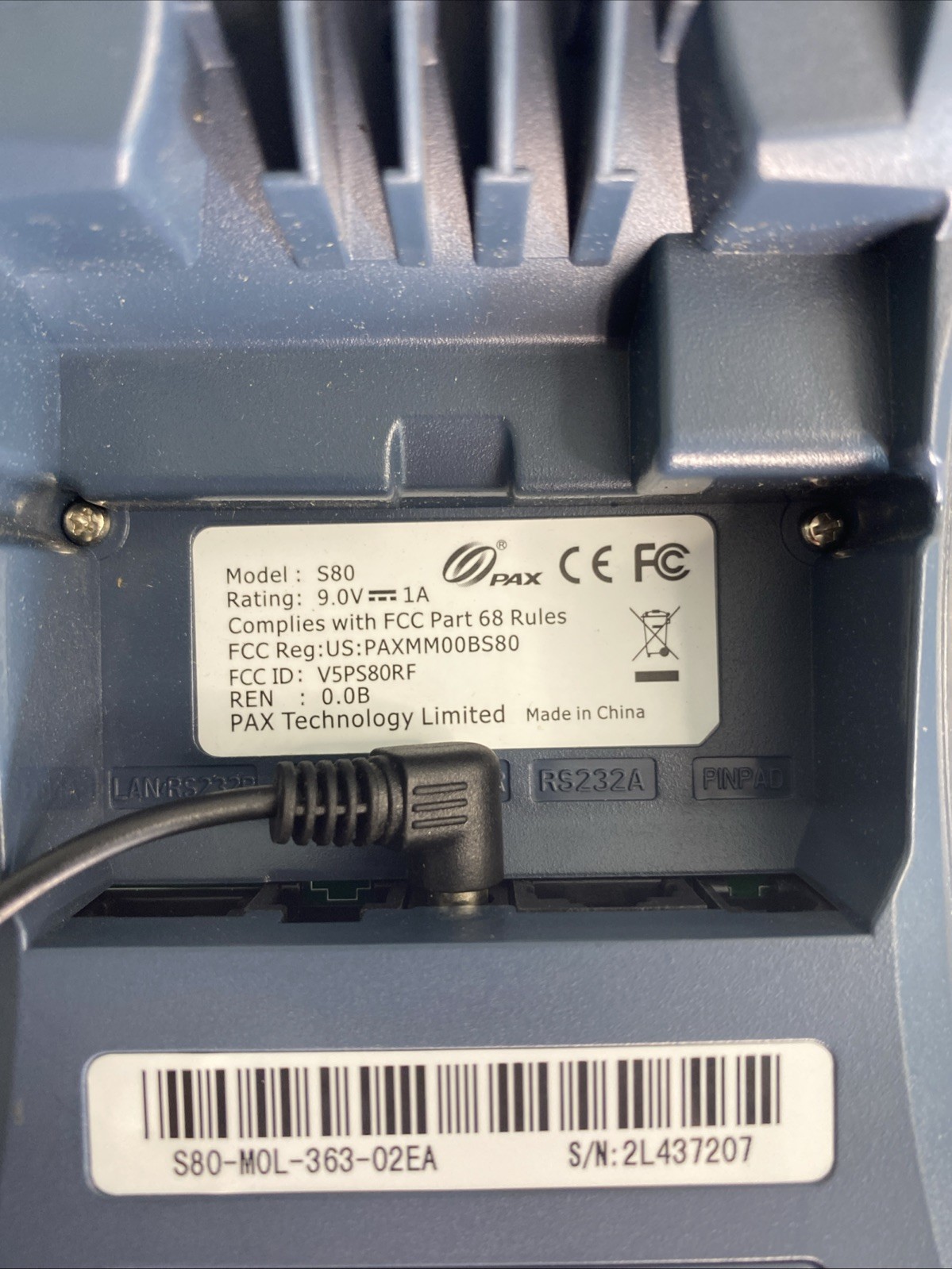PAX S80 Credit Card Terminal Unit