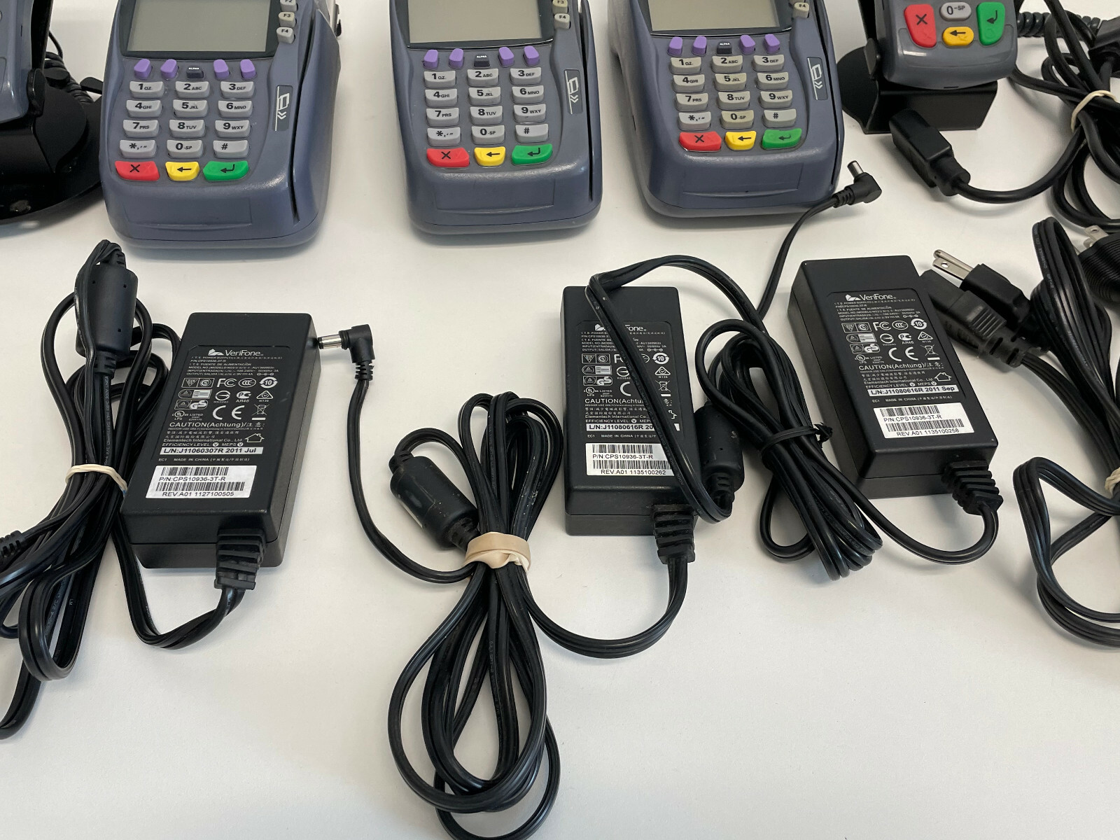 A24: Lot of 3 Verifone vx570 Credit Card Machine Terminal Printer w/ 2 Keypads