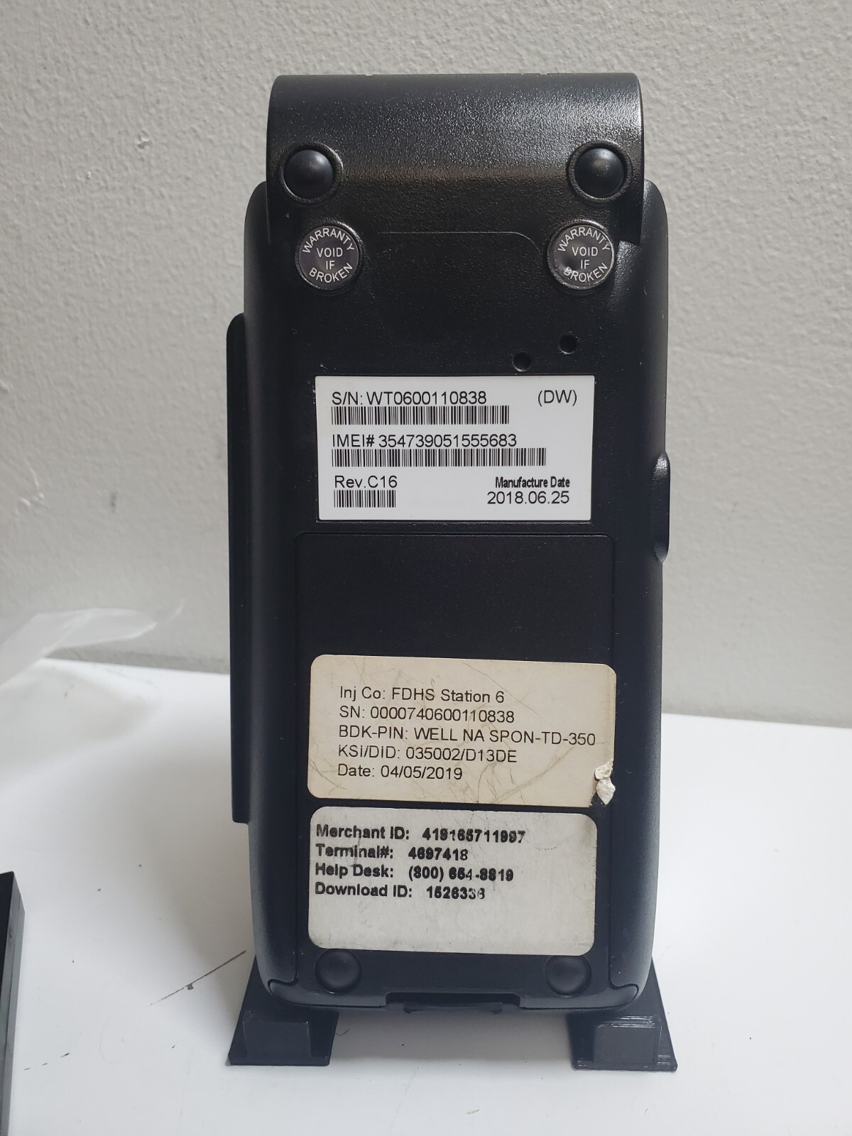 First Data FD410 Credit Card Terminal FOR PARTS/REPAIR – AS IS