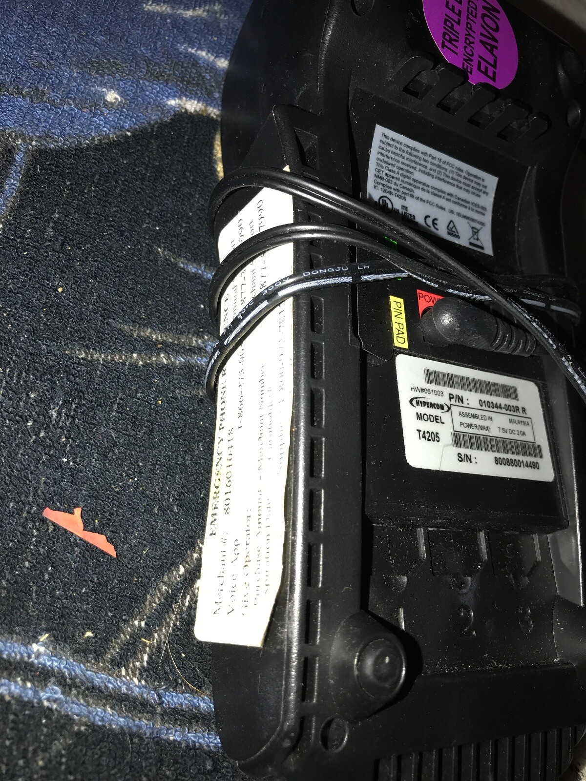 Credit Card Reader/Terminal Equinox T4205 With Power Cord Tested For Power
