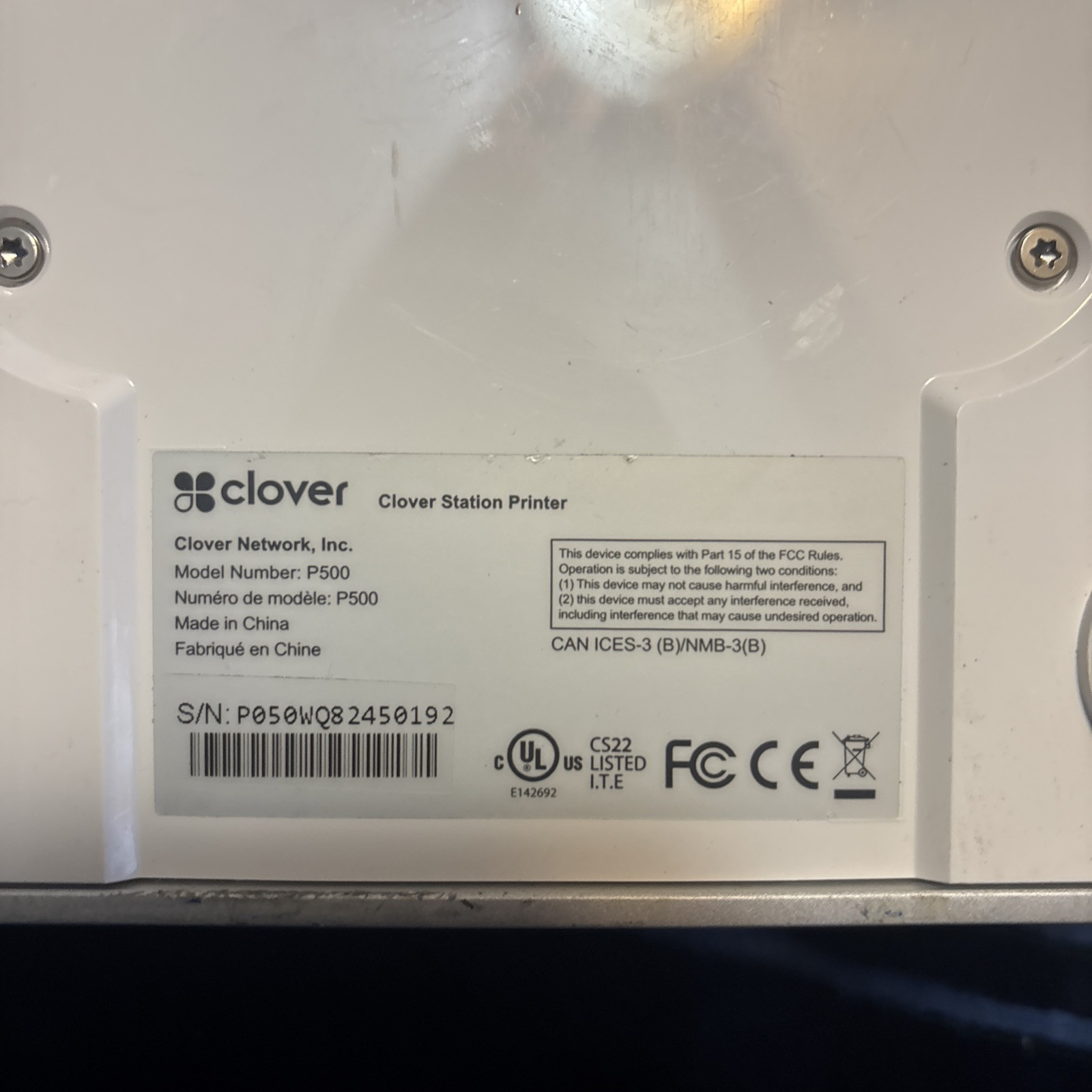 CLOVER STATION PRINTER P500 POS POINT SALE SYSTEM Great Price and Tested