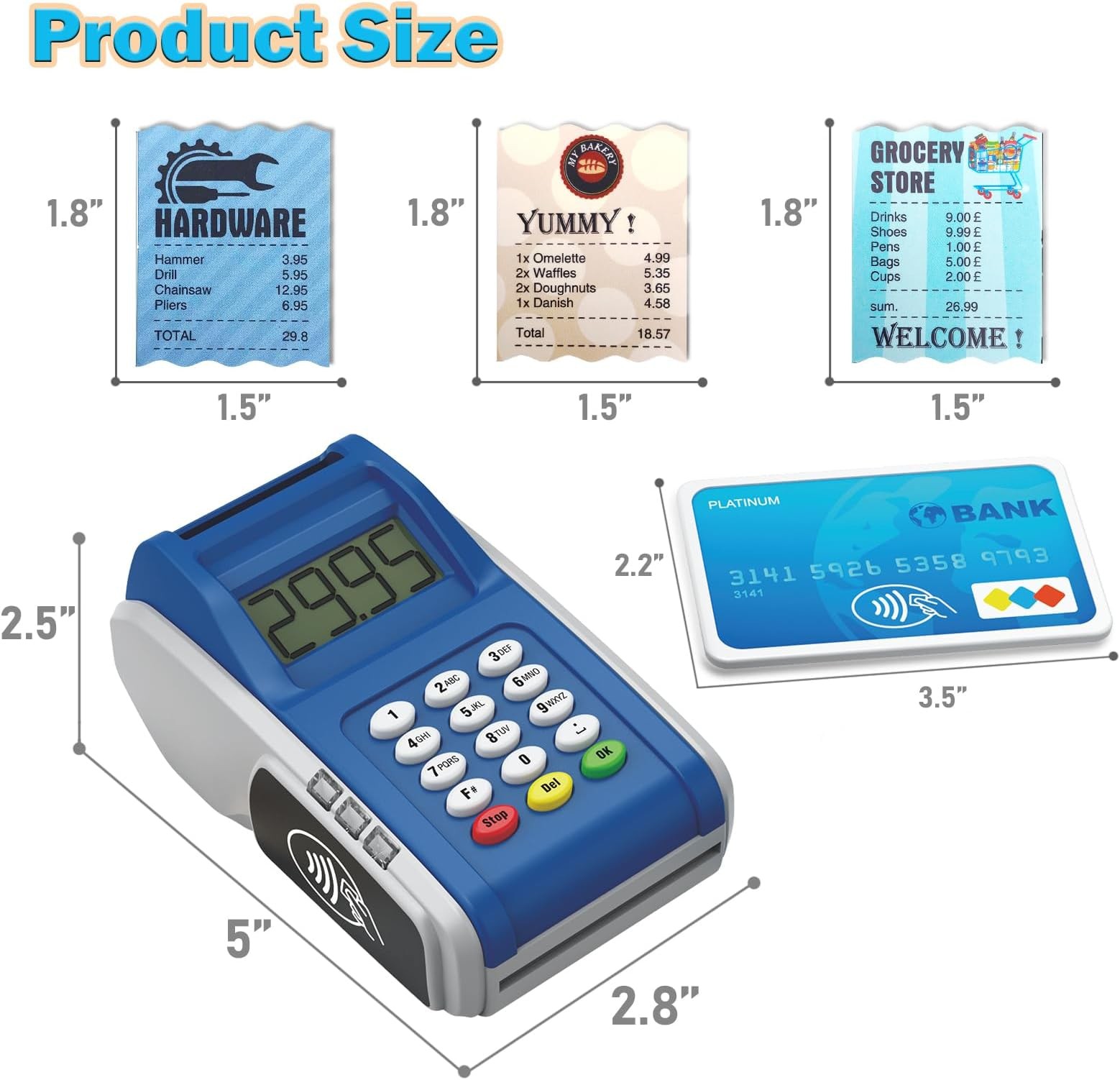 Payment Terminal Toys, Point of Sale Terminal with Light and Sound, Cash Regi…