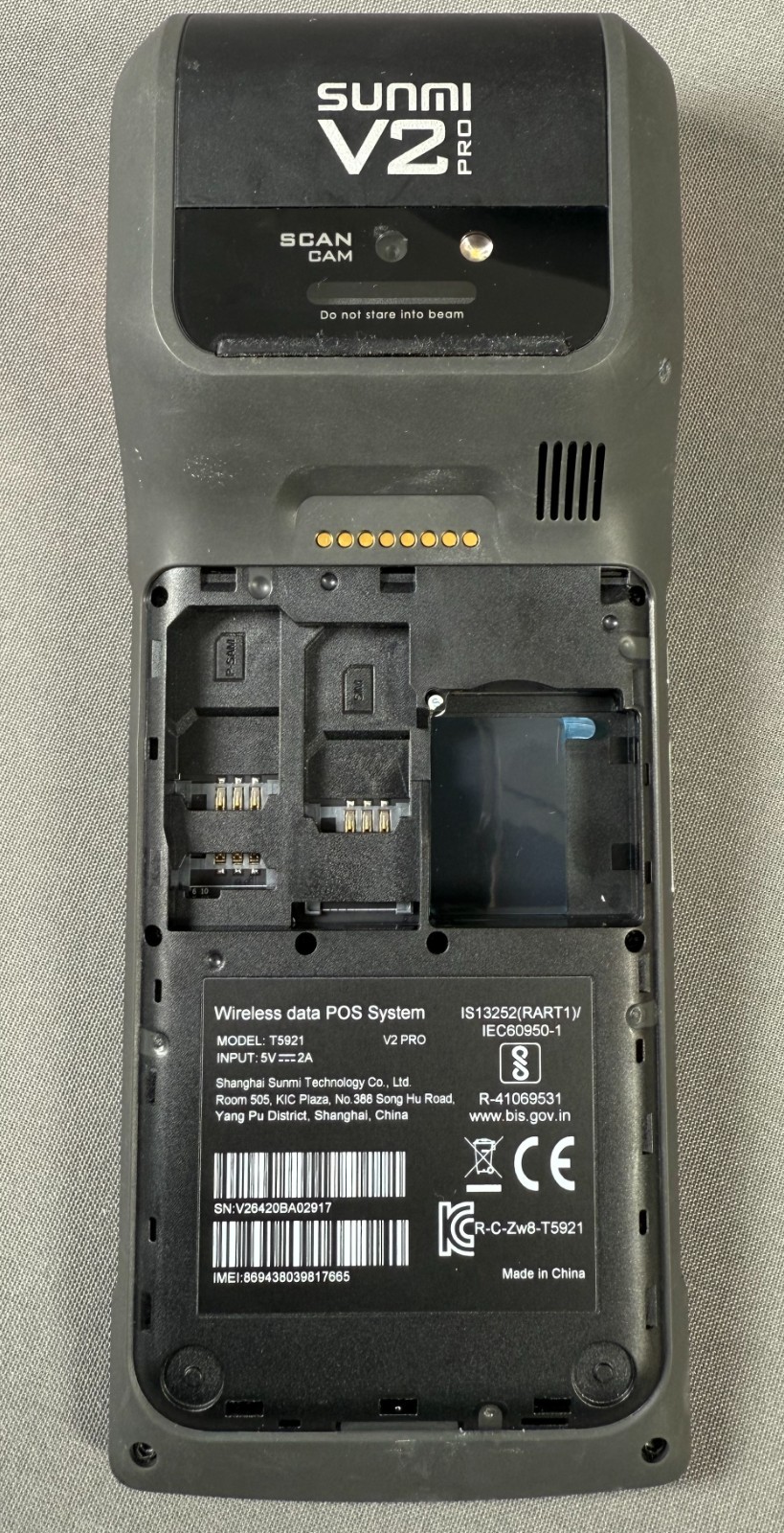 Sunmi V2 Pro model T5921 wireless data POS system