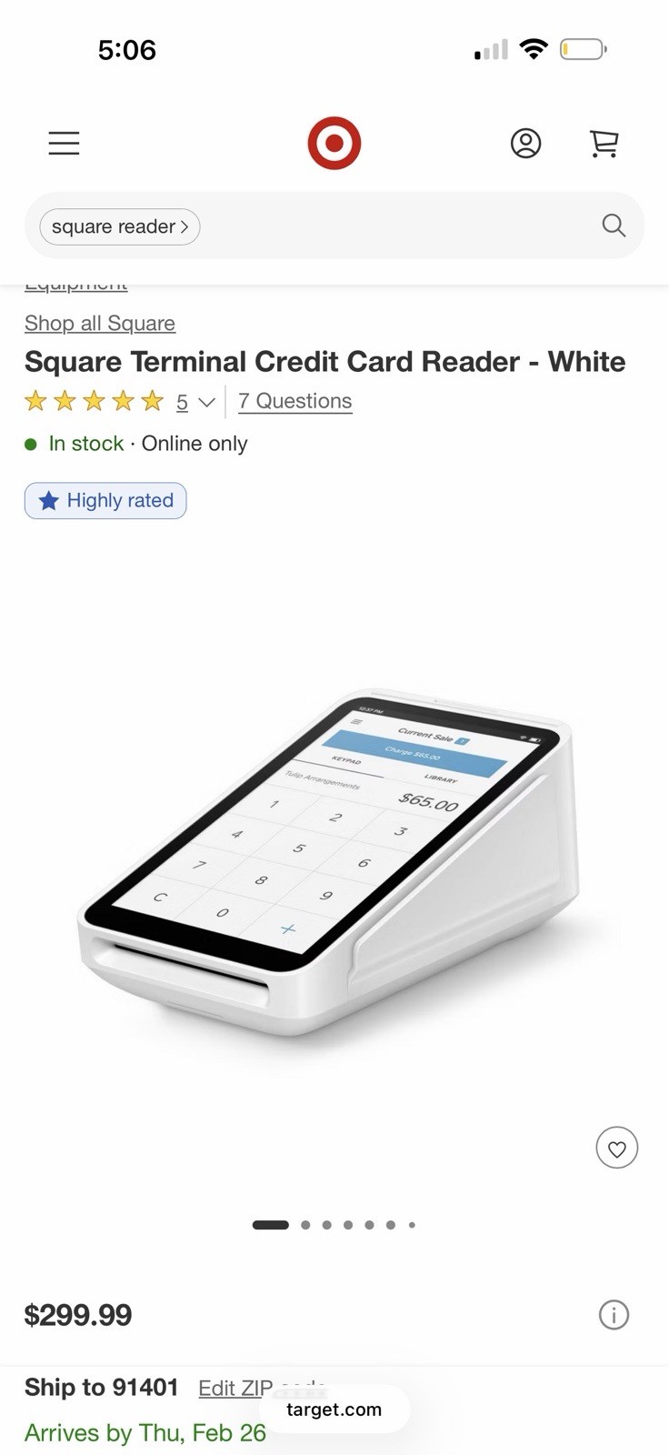 Square Terminal Credit Card Reader White