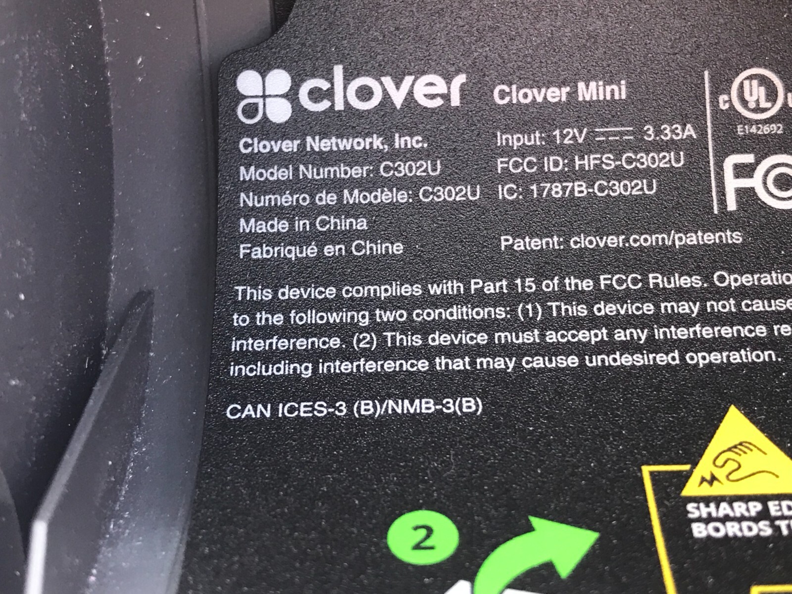Clover Mini C302U POS System/Credit Card Terminal.****READ DESCRIPTION*****