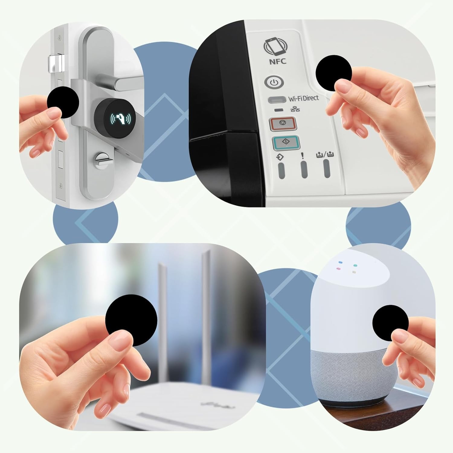 Waterproof 10 pcs Black NFC Tags with Adhesive, Compatible with TagMo Devices