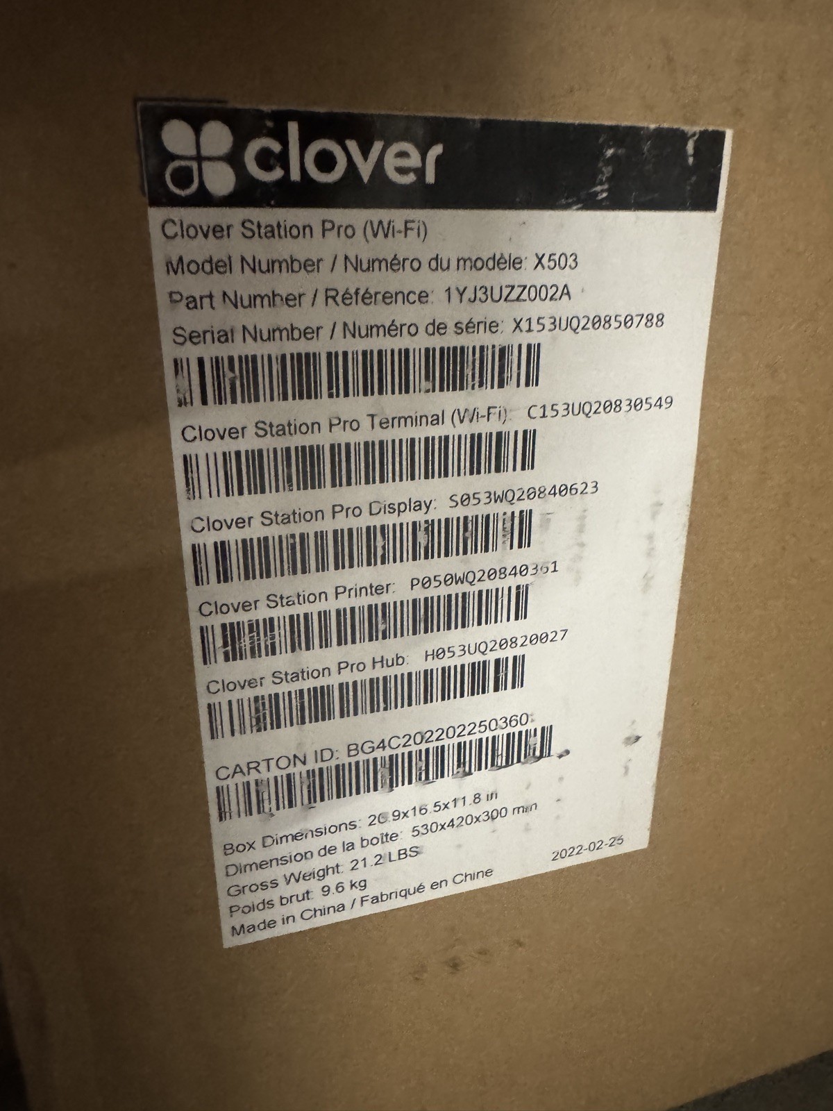 Clover Station Pro X503 KIT S503 H503 C503 P500 POS Display Terminal Printer NIB