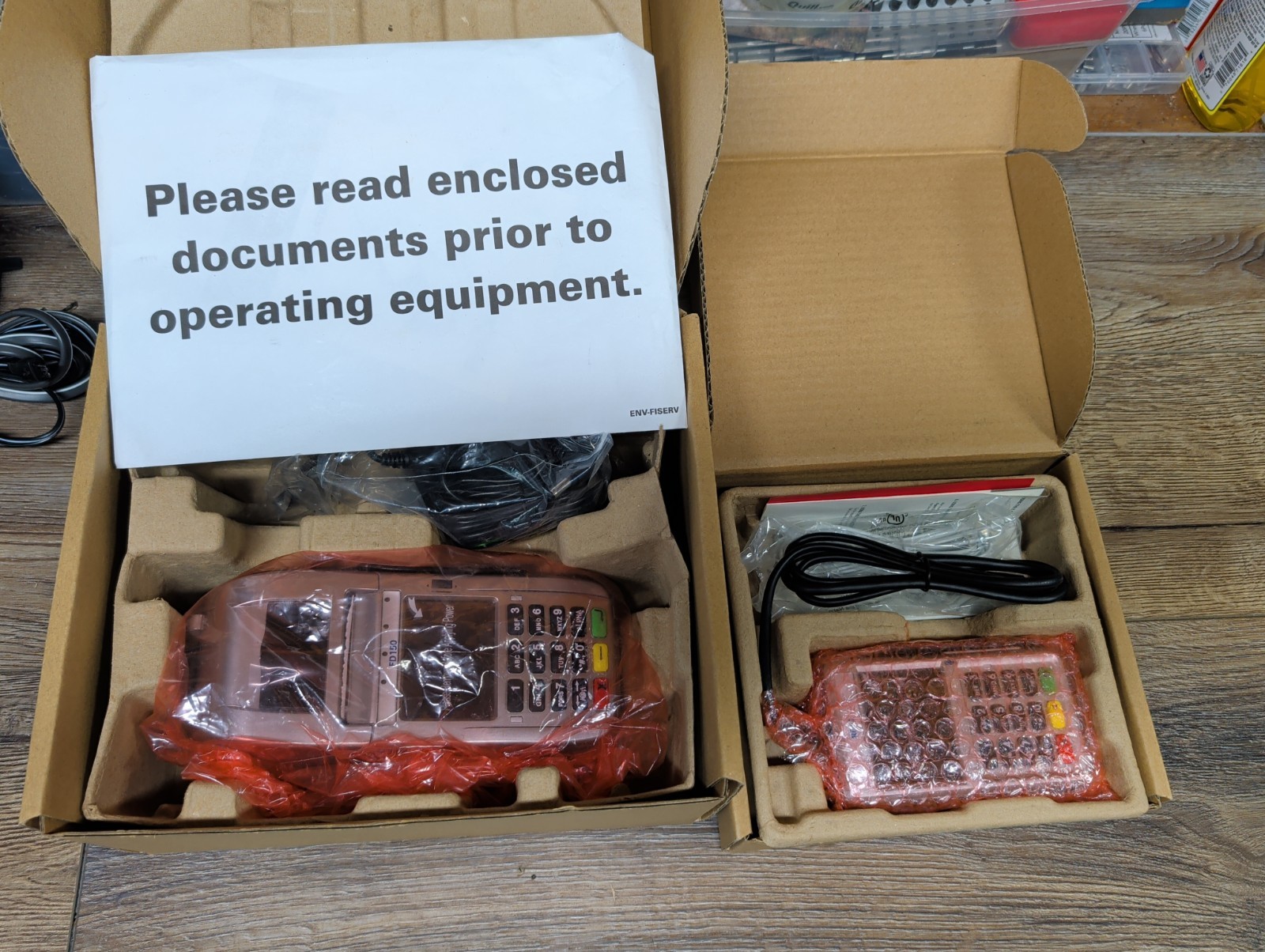 First Data FD150 + RP10 Pinpad bundle. New / Open Box. Wells Encryption