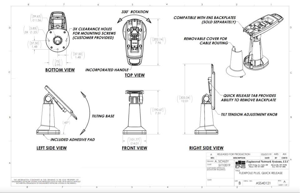 Verifone Vx520 EMV CTLS 7″ Pole Mount Terminal Stand