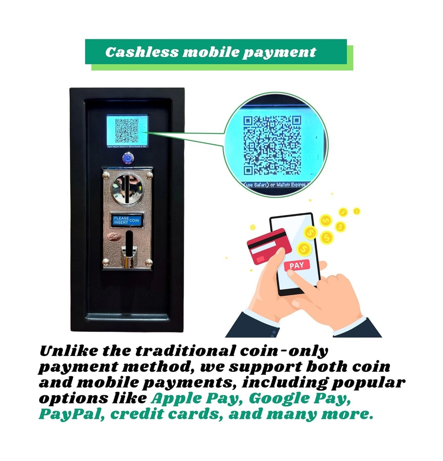 Sintron ST-004 110V LCD Coin & Mobile Contactless Payment – Apple Pay Google …