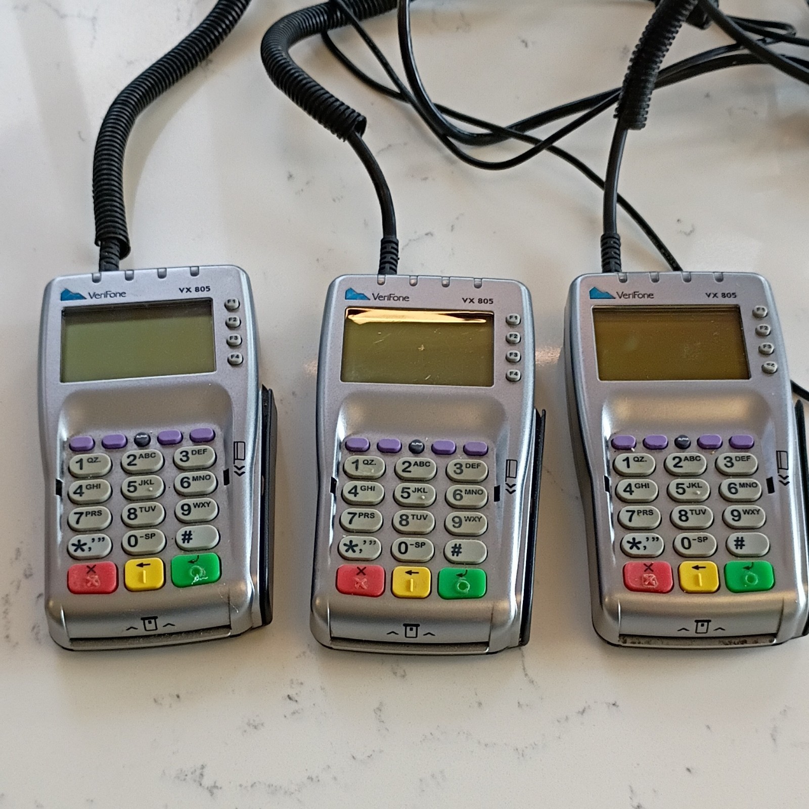 VeriFone VX 805 VX Series Wired Credit Card Terminals Lot of 3
