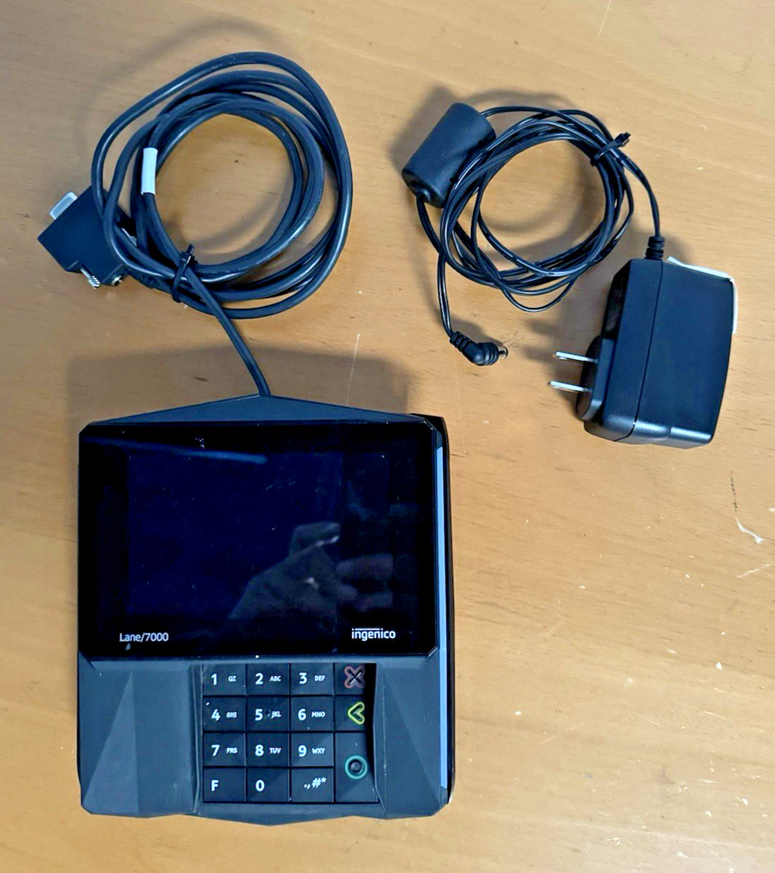 Credit Card Ingenico Lane 7000 Card Terminal w Power Supply and RS232-9pin cable