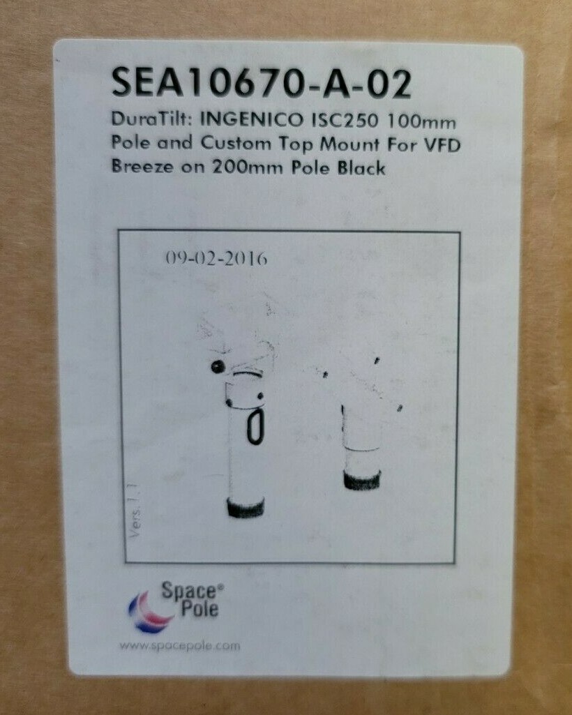 New SpacePole SEA10670-A-02 Duratilt: Ingenico ISC250 100mm Pole + Mount Black