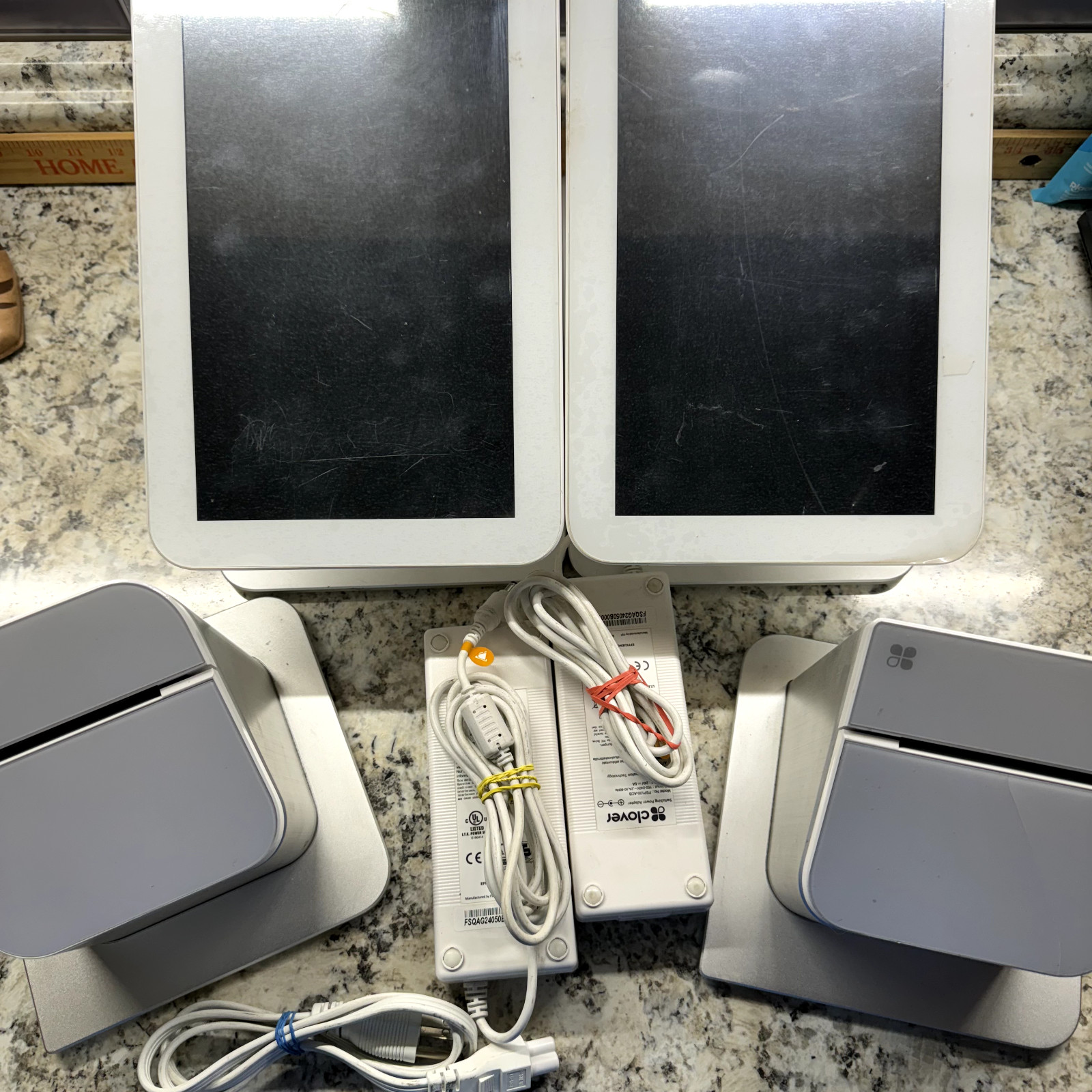 Clover Station C100 POS 1.0 System 2 Printers 1 Power Cord 2 Screens P100