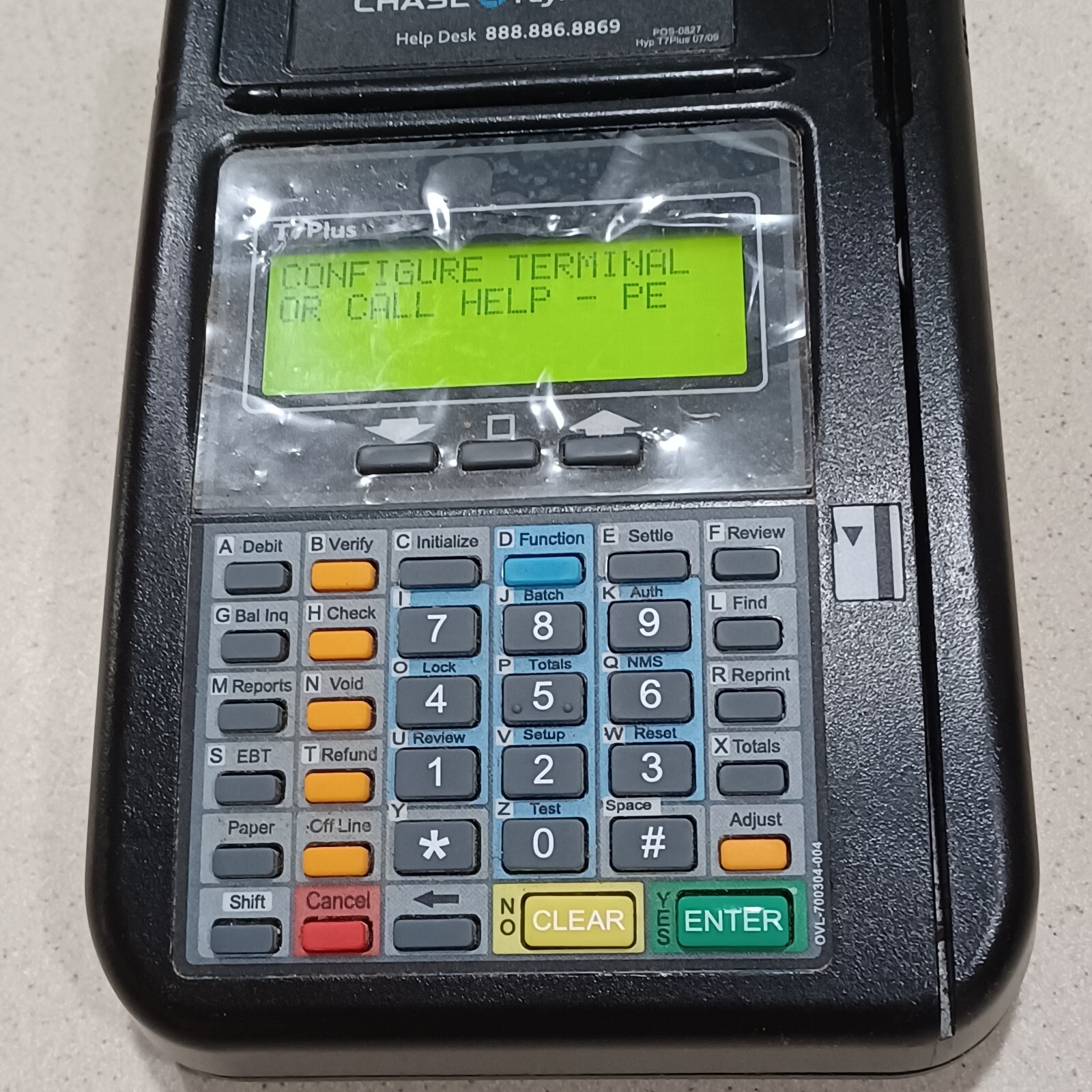 Hypercom T7Plus Chase Paymentech Credit Card Terminal w/ Power Supply. Pre-owned