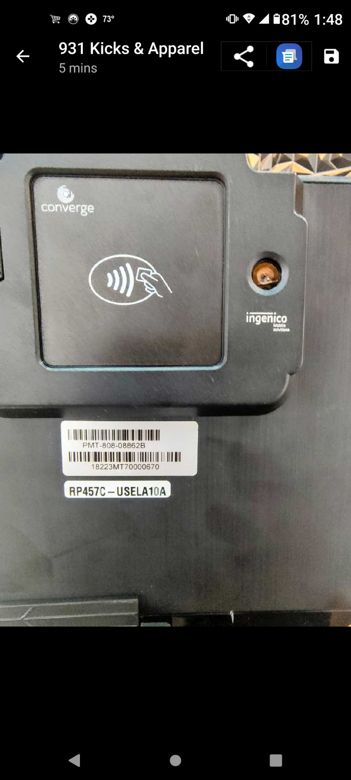 INGENICO CONVERGE POS RP457C-USELA10A