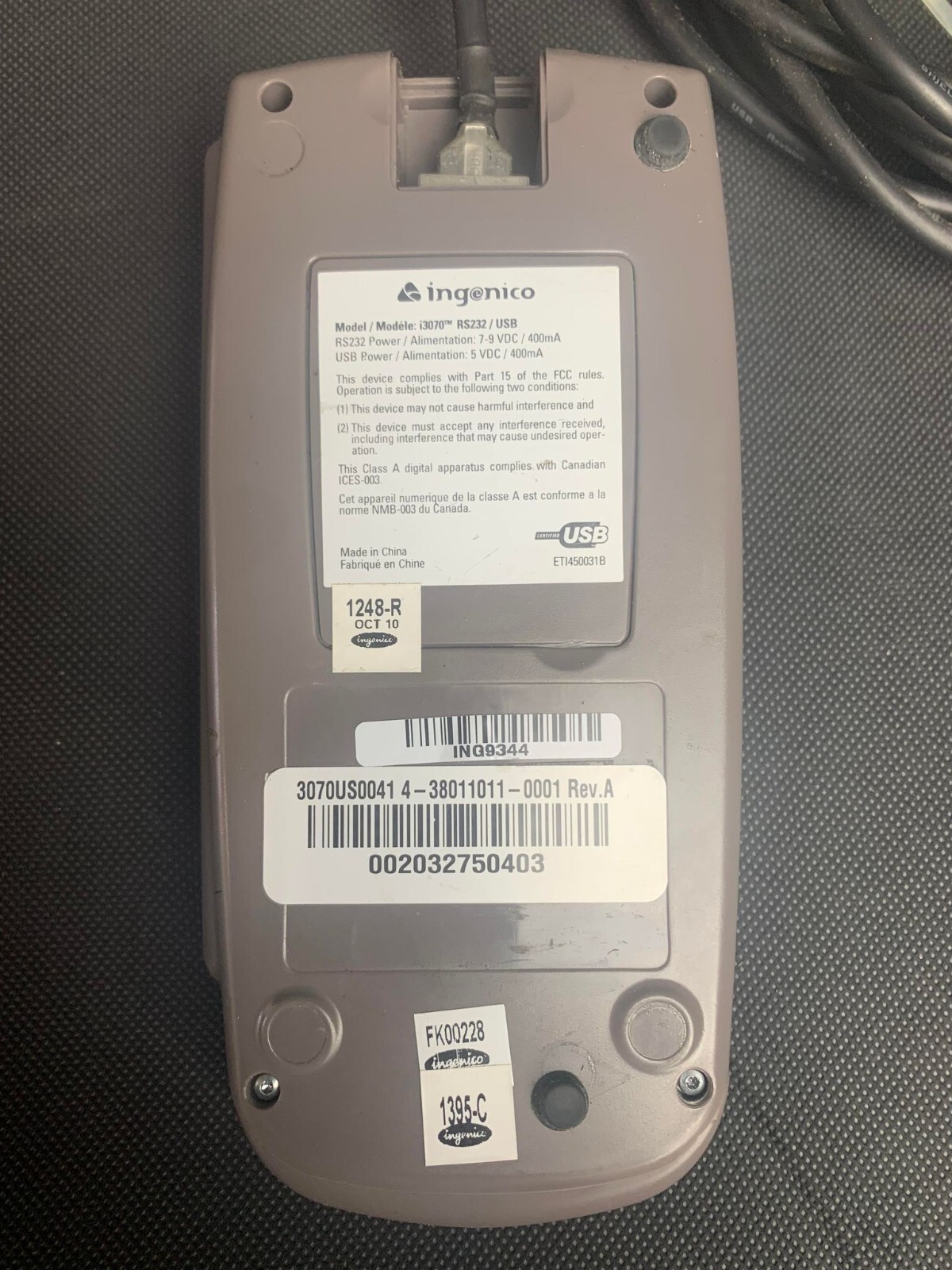Ingenico 3070 POS Transaction Terminal Credit Card Reader – i3070 RS232 / USB