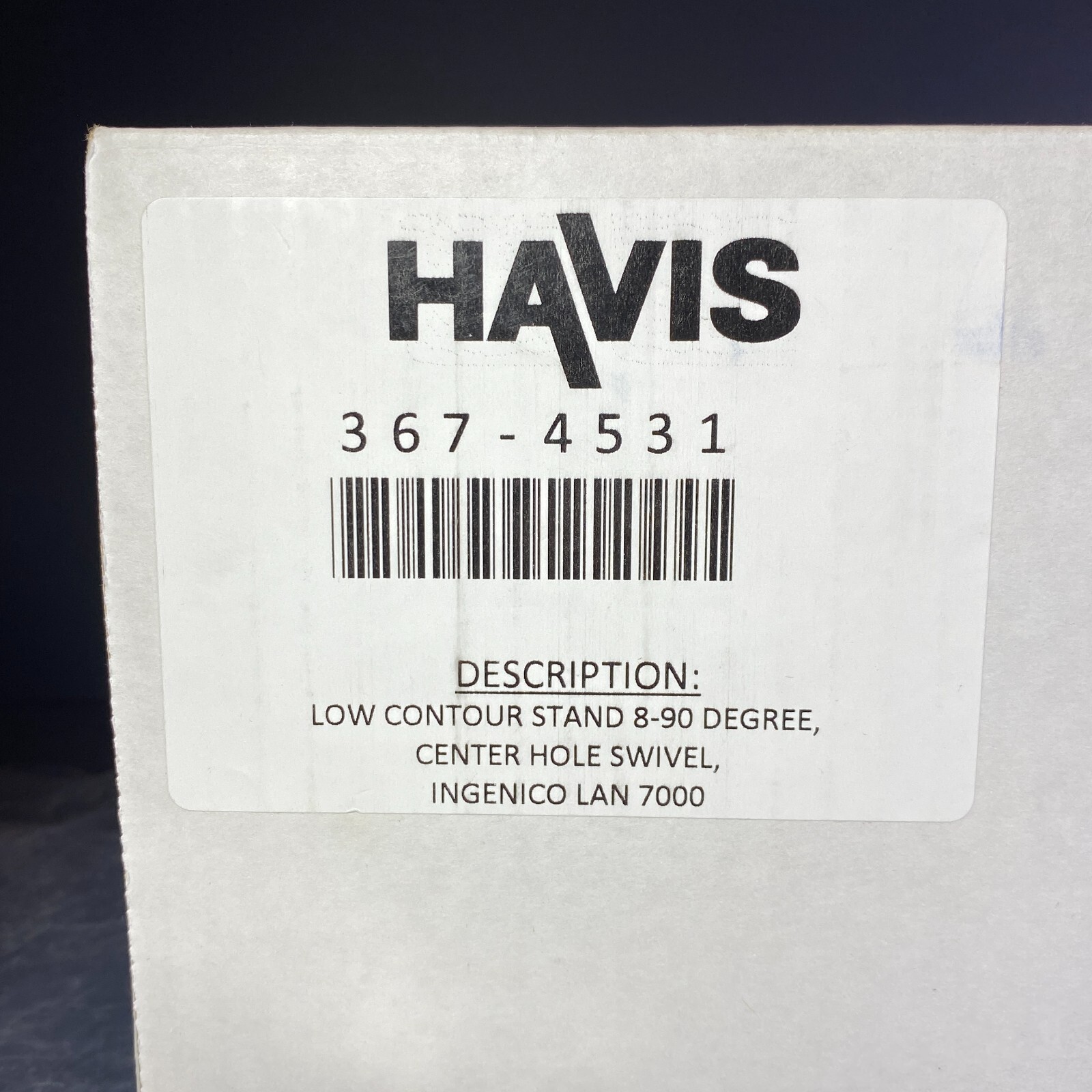 Havis 367-4531 Low Contour Stand 8-90 Degree Center Hole Swivel LAN 7000