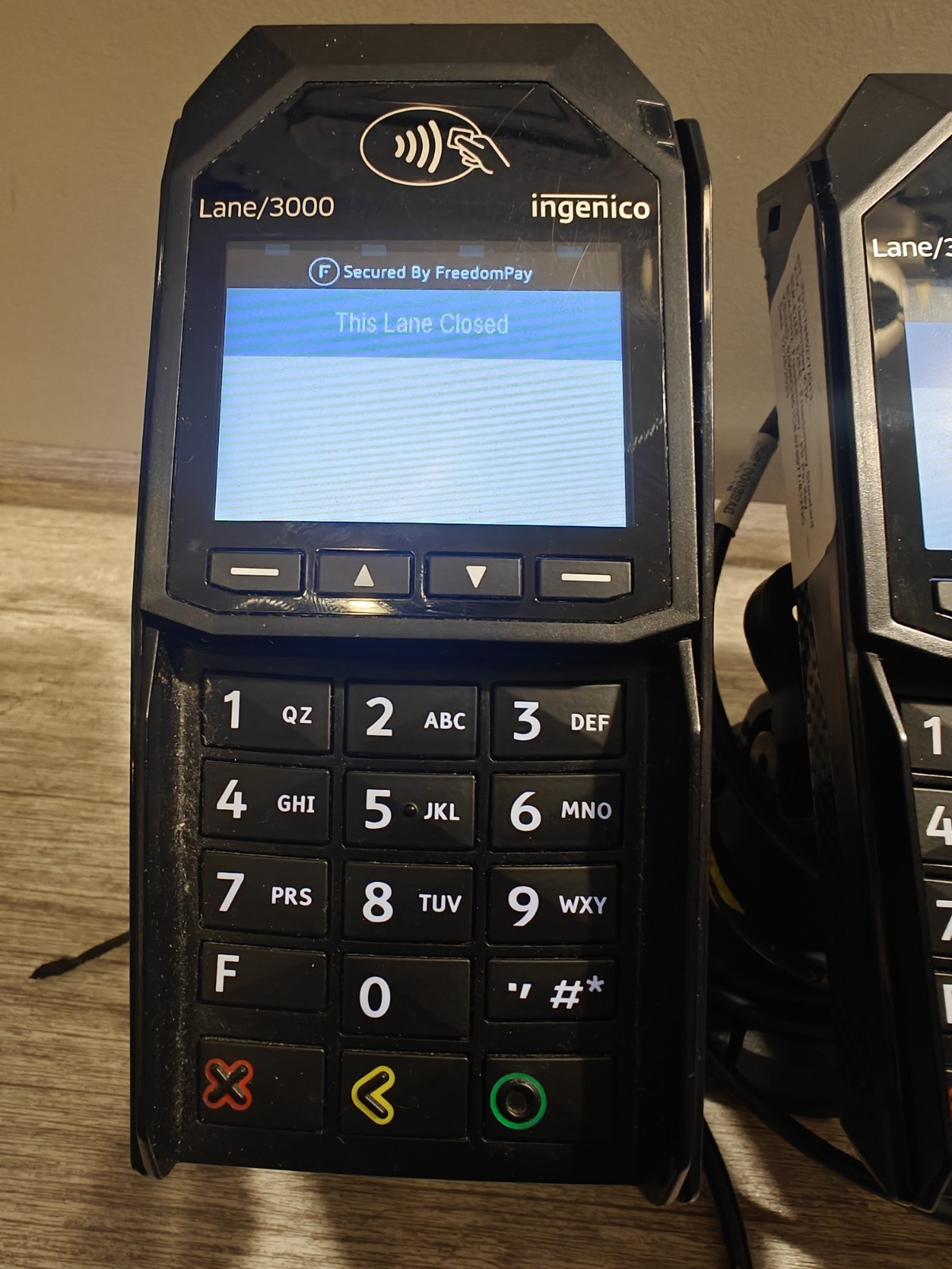 Lot Of 4 INGENICO Lane/3000 USB Credit Card Readers with stands and cables