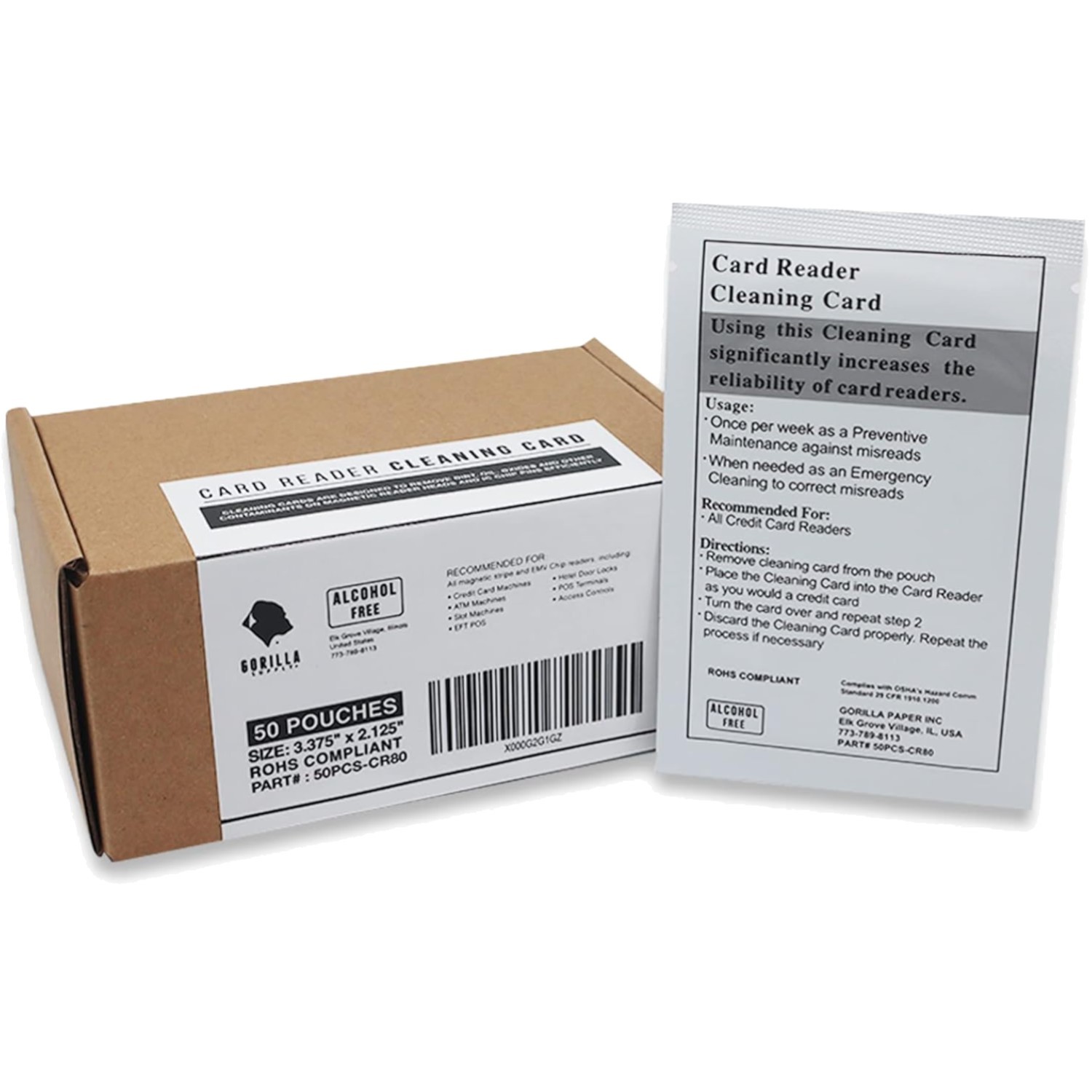 Easy-to-Use Dual-Sided 50 Pack Cleaning Cards for POS Terminals – Alcohol-Free