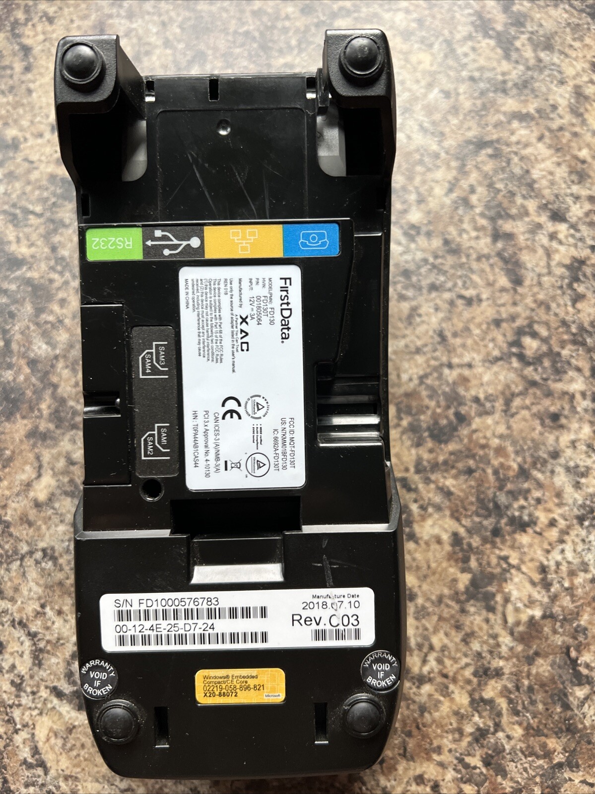 FIRST DATA FD130 CREDIT CARD TERMINAL AND RECEIPT PRINTER