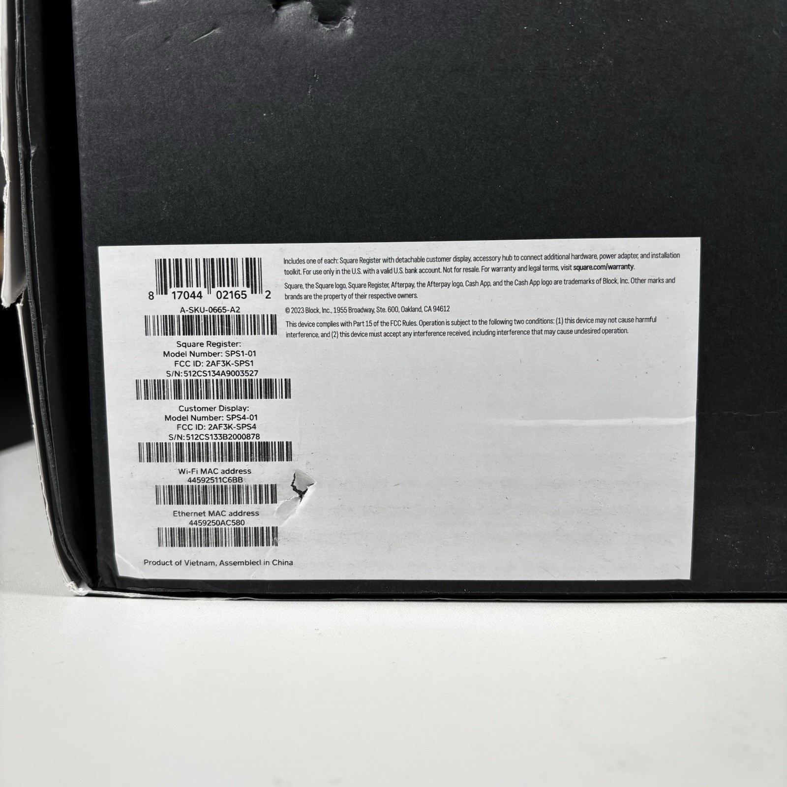 BRAND NEW Square Register POS System Gray A-SKU-0665-A2 SPS1-01 DISPLAY SPS4-01